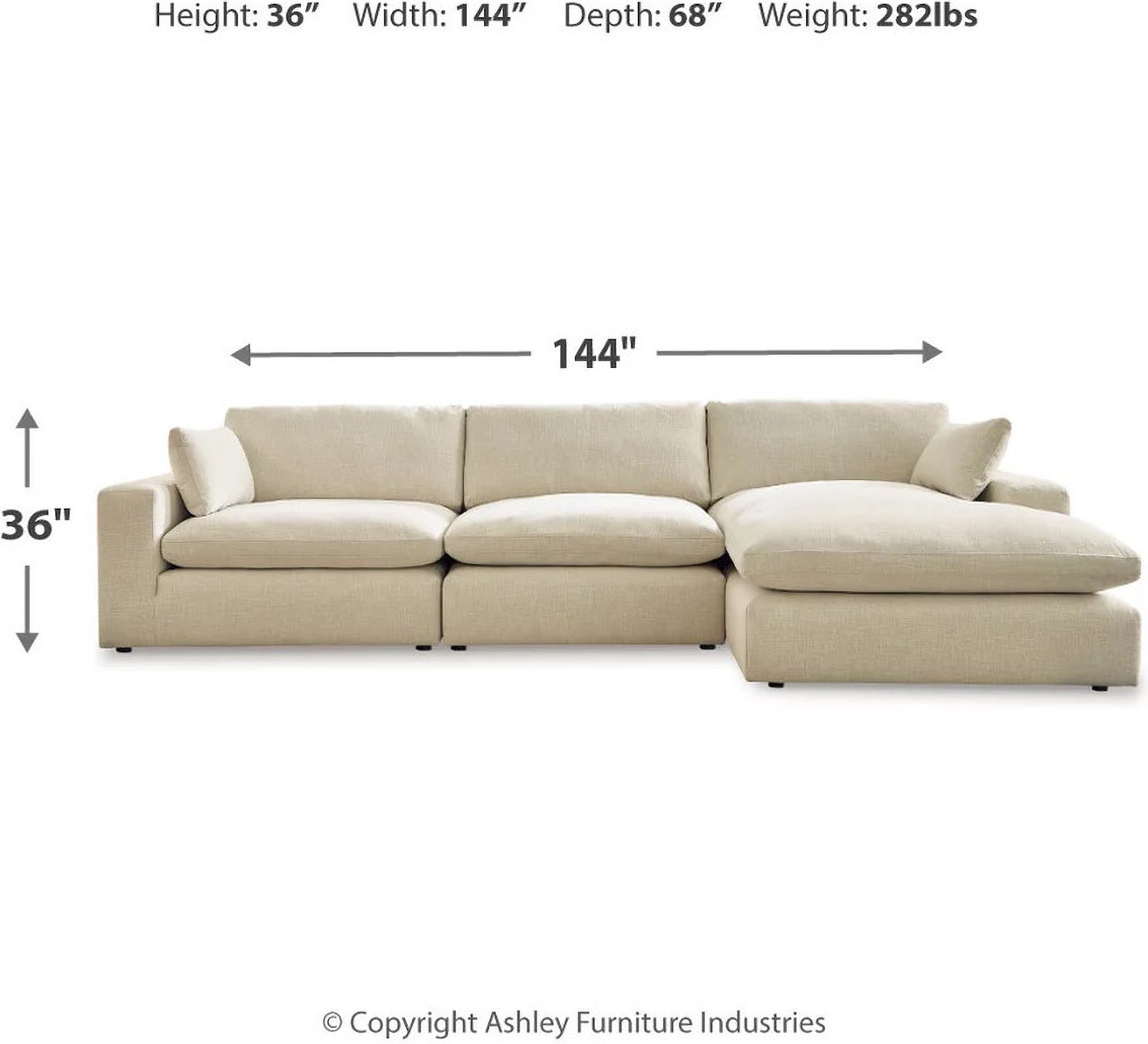 Elyza 3-Piece RAF Sectional With Chaise In Linen by Ashley Furniture ...