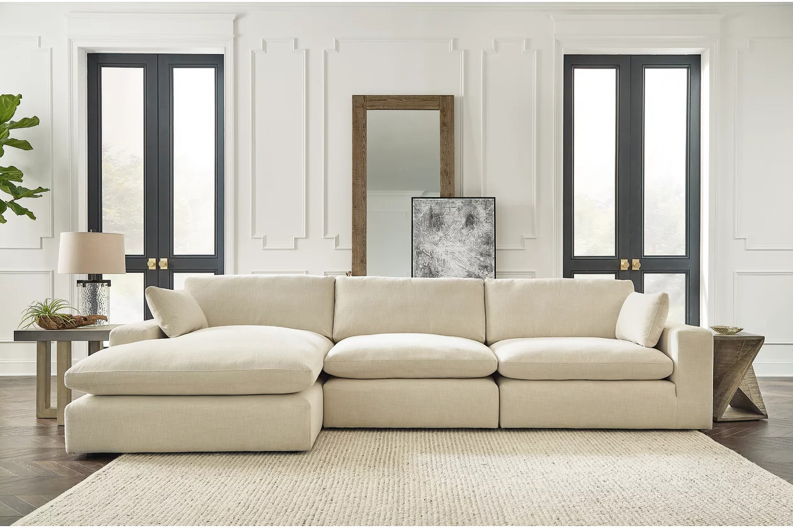 Elyza 3-Piece LAF Sectional With Chaise In Linen