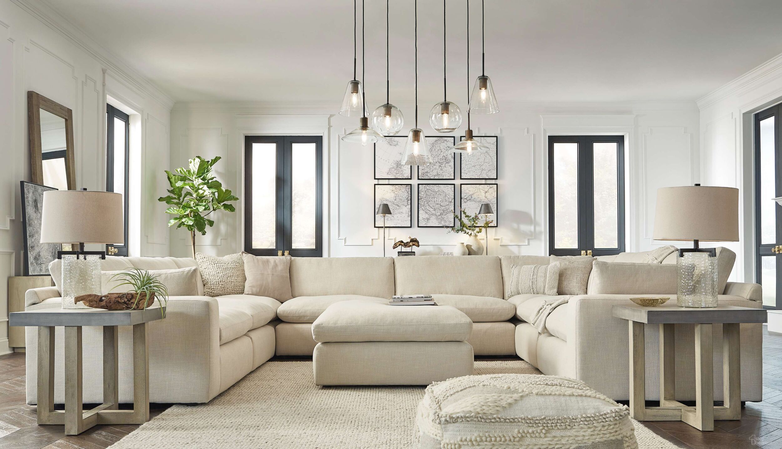 The appearance of Elyza 8-Piece Sectional In Linen designed by Signature Design by Ashley in the modern / contemporary interior design. This linen piece of furniture was selected by 1StopBedrooms from Elyza Collection to add a touch of cosiness and style into your home. Sku: 1000664;1000646;1000677;1000646;1000646;1000677;1000646;1000665. Material: Polyester. Layout: U-Shape.