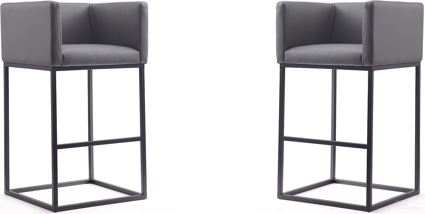 The appearance of Embassy Barstool in Grey and Black (Set of 2) designed by Manhattan Comfort in the transitional interior design. This black and grey piece of furniture was selected by 1StopBedrooms from Embassy Collection to add a touch of cosiness and style into your home. Sku: BS018-GY;BS018-GY. Material: Metal.