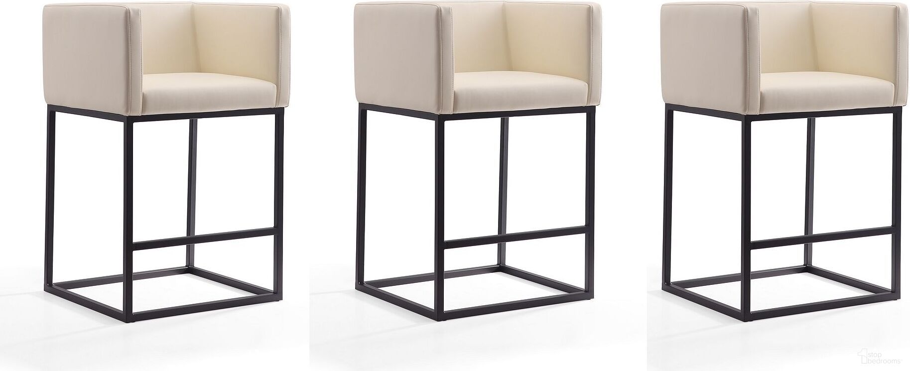 The appearance of Embassy Counter Stool in Cream and Black (Set of 3) designed by Manhattan Comfort in the transitional interior design. This cream and black piece of furniture was selected by 1StopBedrooms from Embassy Collection to add a touch of cosiness and style into your home. Sku: CS011-CR;CS011-CR;CS011-CR. Material: Metal.