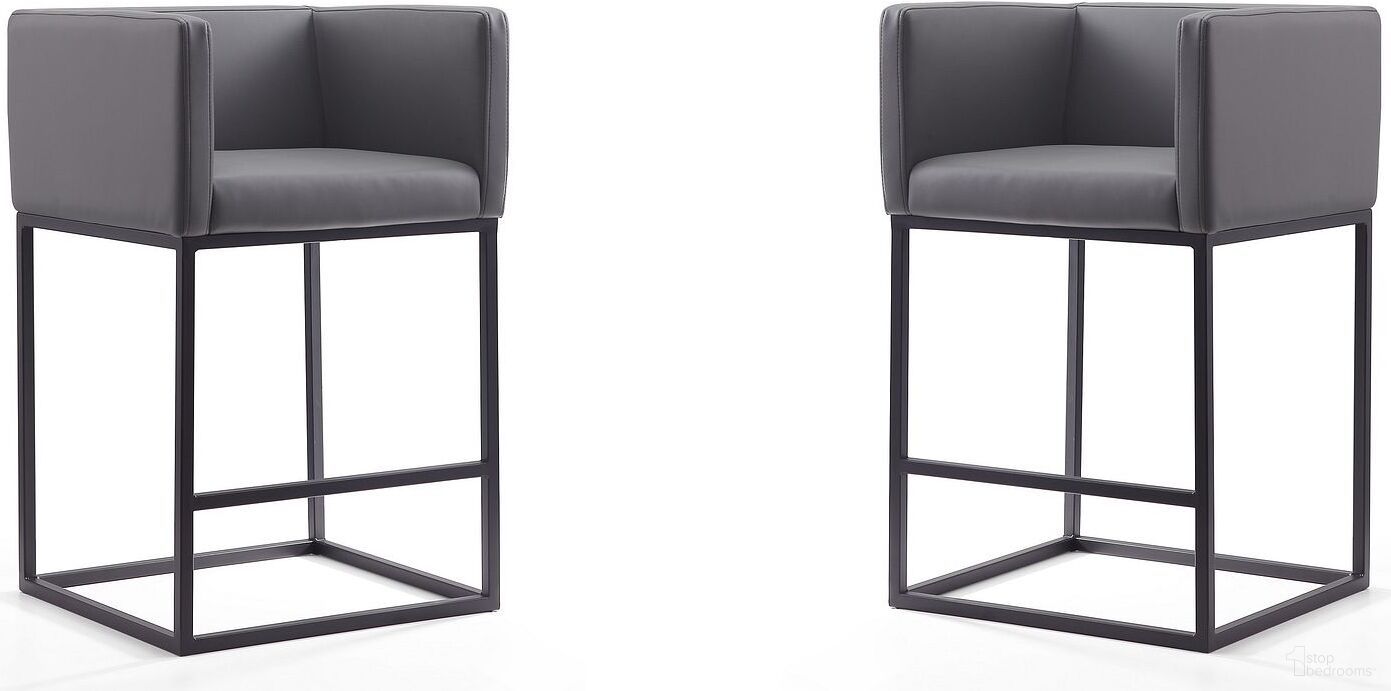 The appearance of Embassy Counter Stool in Grey and Black (Set of 2) designed by Manhattan Comfort in the transitional interior design. This black and grey piece of furniture was selected by 1StopBedrooms from Embassy Collection to add a touch of cosiness and style into your home. Sku: CS011-GY;CS011-GY. Material: Metal.