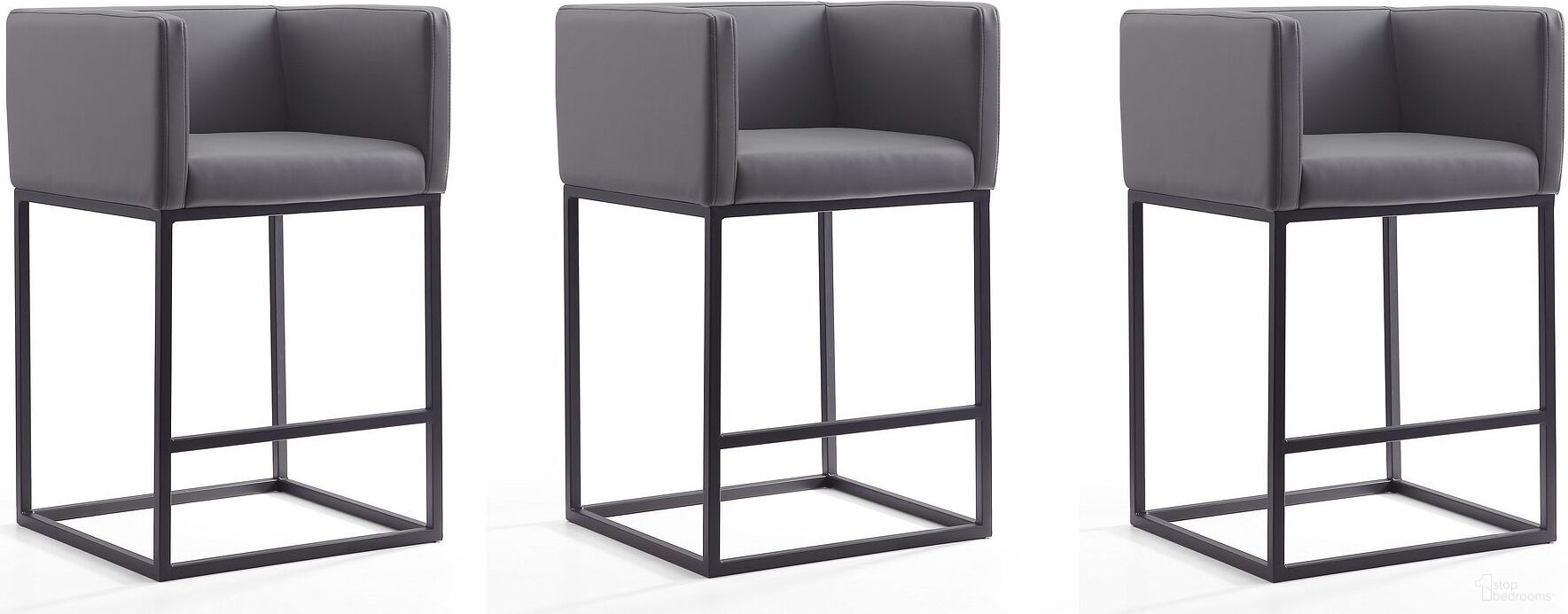 The appearance of Embassy Counter Stool in Grey and Black (Set of 3) designed by Manhattan Comfort in the transitional interior design. This black and grey piece of furniture was selected by 1StopBedrooms from Embassy Collection to add a touch of cosiness and style into your home. Sku: CS011-GY;CS011-GY;CS011-GY. Material: Metal.