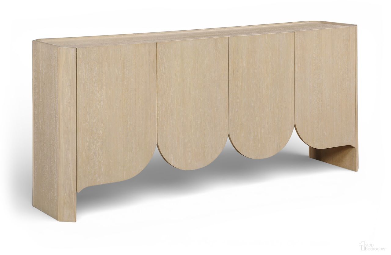 The appearance of Ember Solid Wood Sideboard In Natural designed by Meridian in the modern / contemporary interior design. This natural piece of furniture was selected by 1StopBedrooms from Ember Collection to add a touch of cosiness and style into your home. Sku: 77072Natural. Material: Oak Veneer.