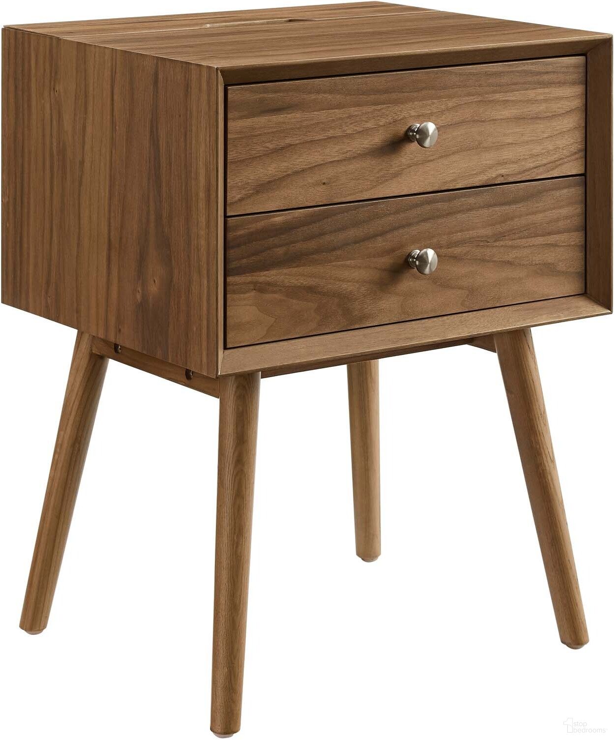 The appearance of Ember Wood Nightstand With USB Ports EEI-4343-WAL-WAL designed by Modway in the modern / contemporary interior design. This black piece of furniture was selected by 1StopBedrooms from Ember Collection to add a touch of cosiness and style into your home. Sku: EEI-4343-WAL-WAL. Material: Wood.