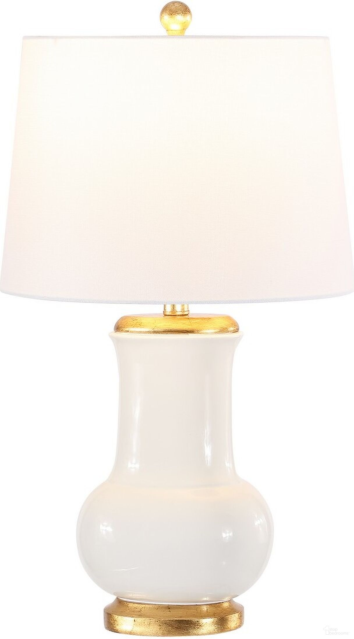 Emberson 25 Inch Ivory and Gold Ceramic Table Lamp