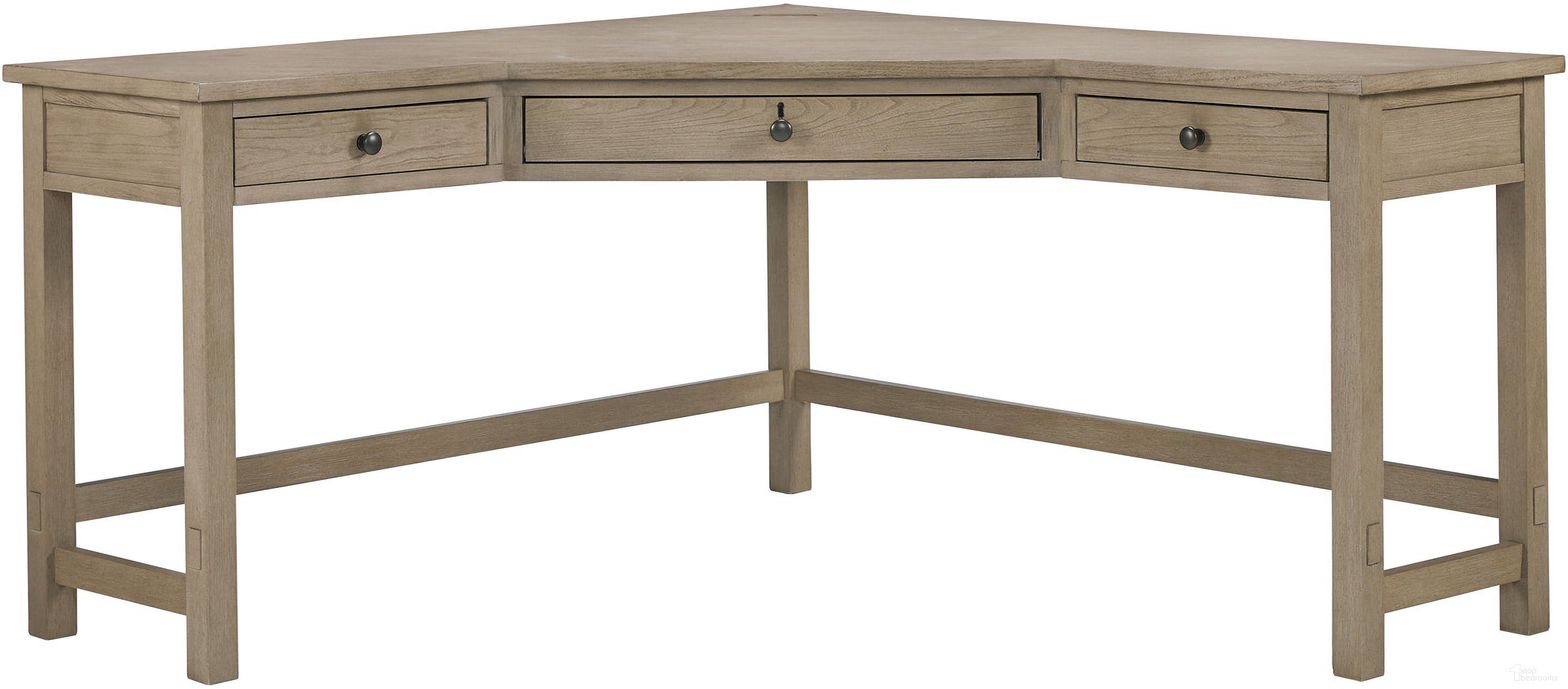 The appearance of Emerson Corner Desk In Light Elm designed by Aspenhome in the transitional interior design. This light elm piece of furniture  was selected by 1StopBedrooms from Emerson Collection to add a touch of cosiness and style into your home. Sku: I3017-370C. Material: Wood.