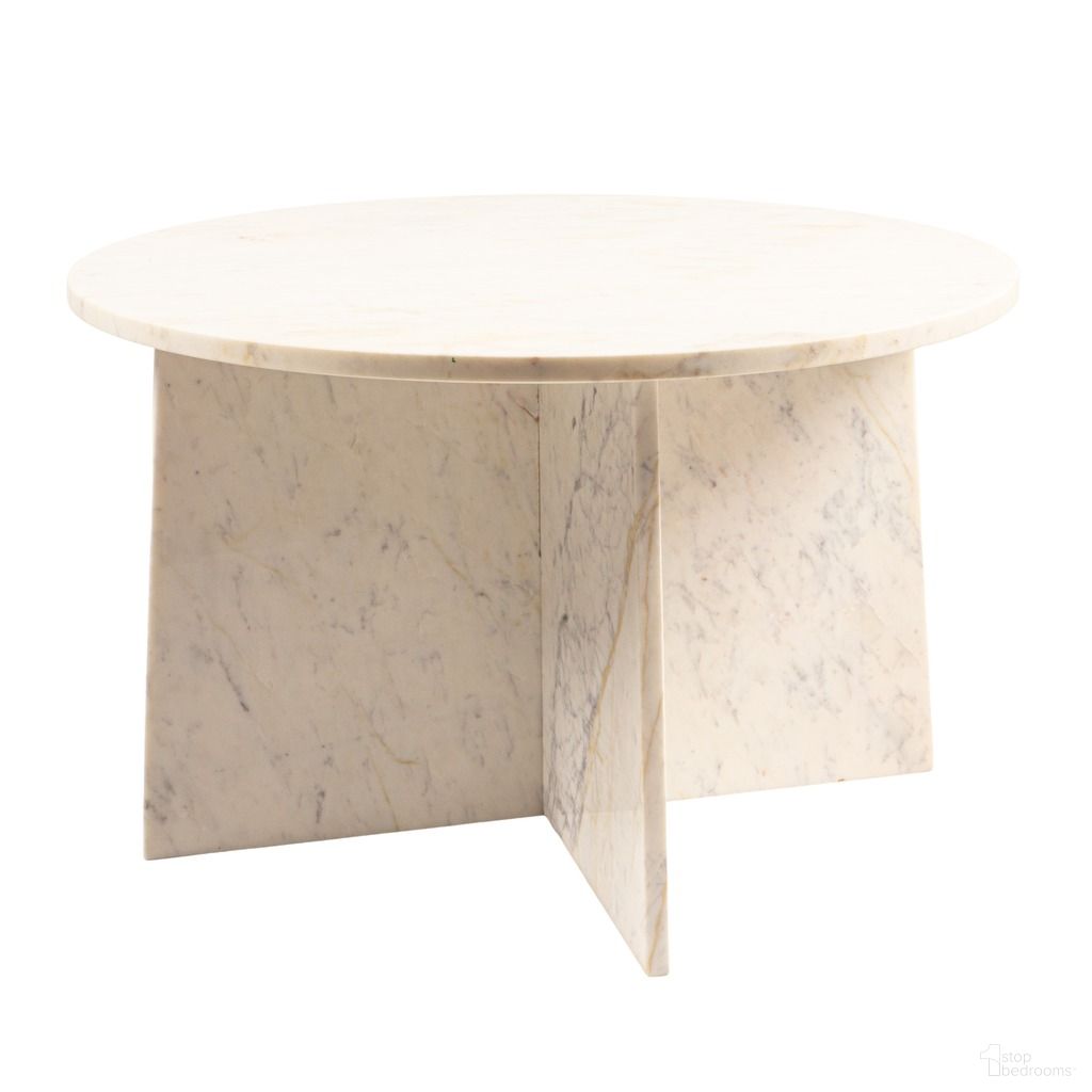 The appearance of Emerson Round Marble Coffee Table with Interlocking Cross Base In White designed by Rowena Interiors in the modern / contemporary interior design. This white piece of furniture was selected by 1StopBedrooms from Emerson Collection to add a touch of cosiness and style into your home. Sku: EC2062. Material: Marble.