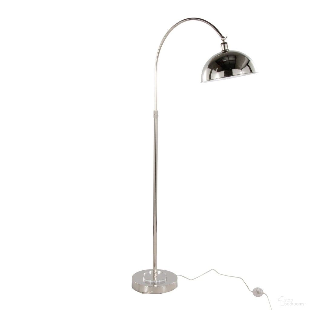 Emery 63.5 Inch Metal Floor Lamp In Polished Nickel and Clear