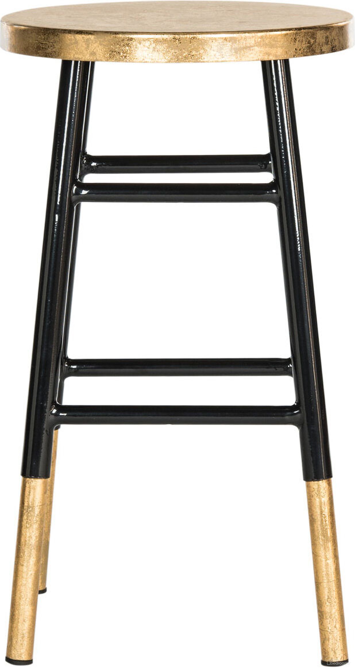 The appearance of Emery Black and Dipped Gold Leaf Counter Stool designed by Safavieh in the modern / contemporary interior design. This black and gold piece of furniture was selected by 1StopBedrooms from Emery Collection to add a touch of cosiness and style into your home. Sku: FOX3231C. Material: Iron.