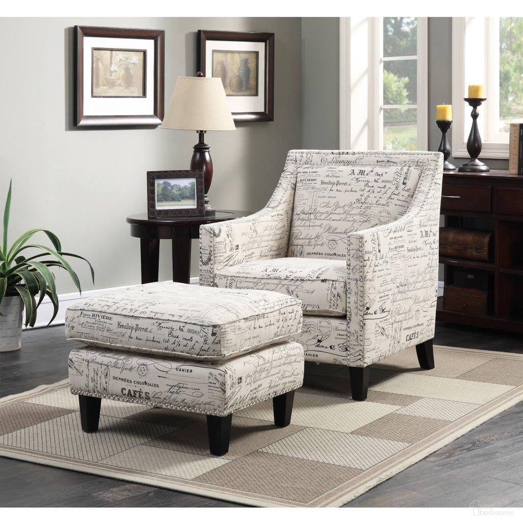 Emery Script Chair and Ottoman In French