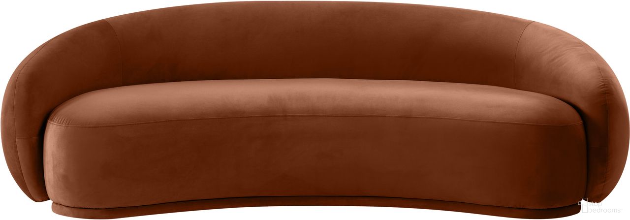 Emery Velvet Sofa In Cognac Velvet