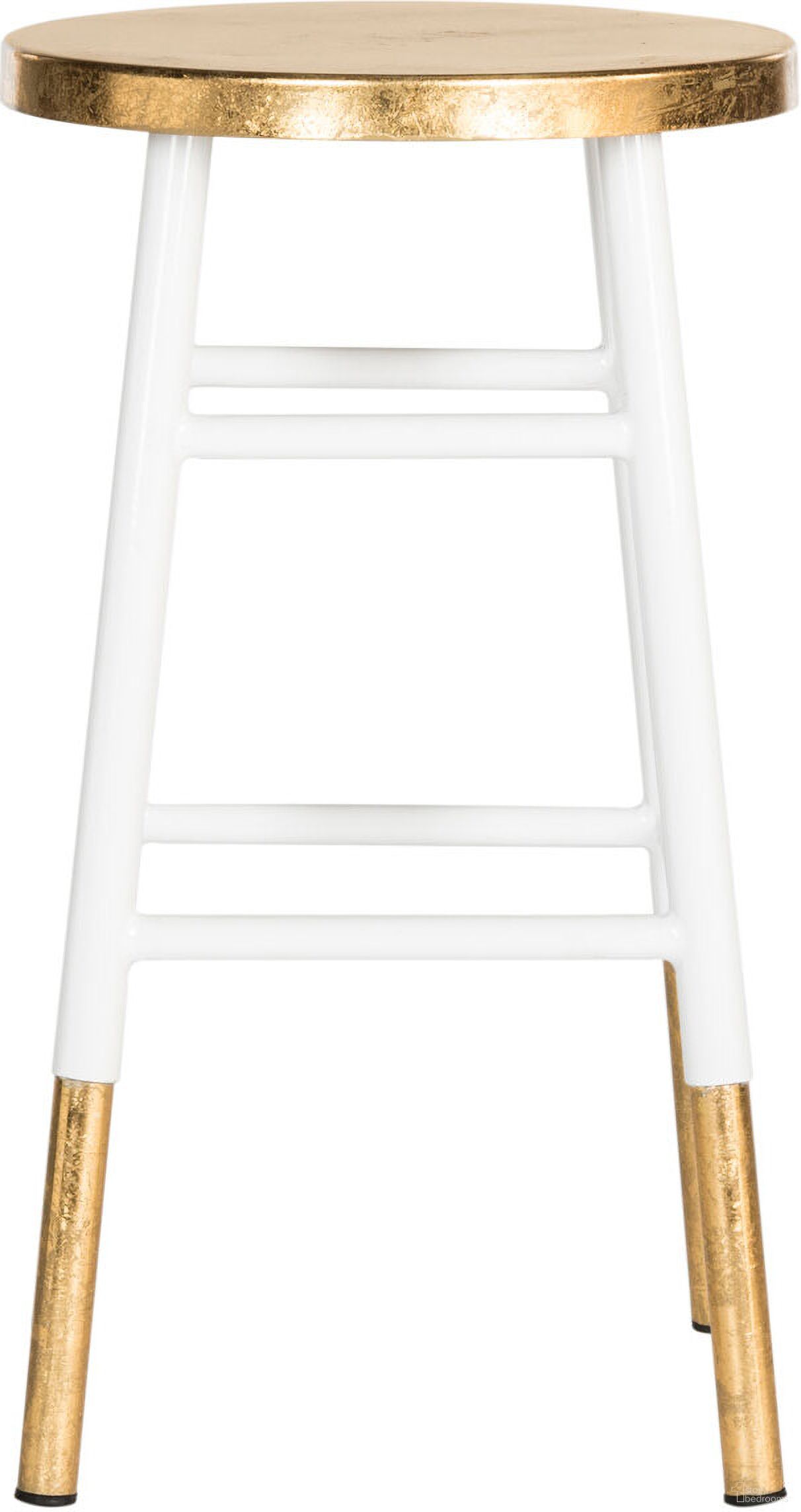 Emery White and Dipped Gold Leaf Counter Stool