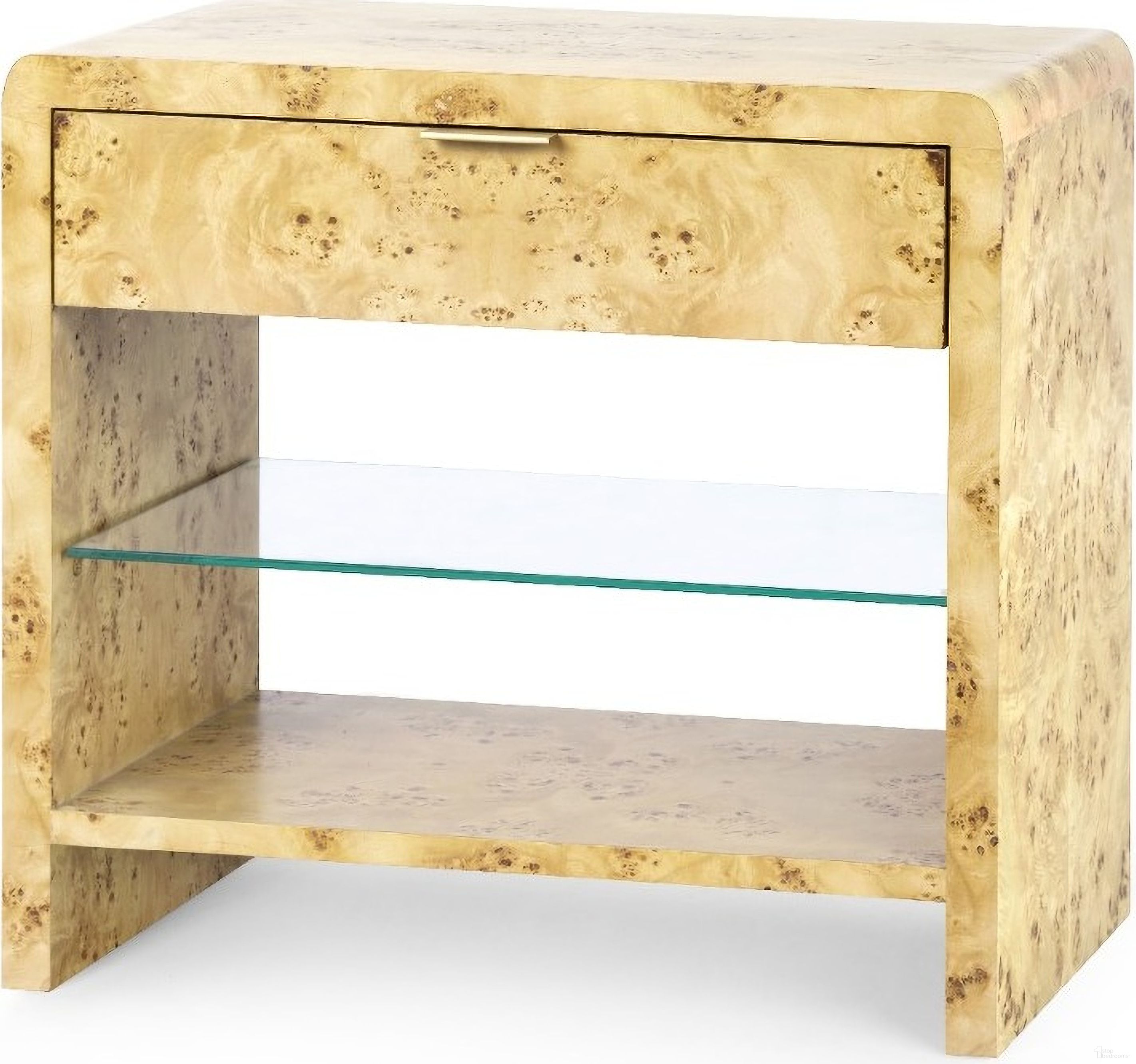 The appearance of Emil 1-Drawer Side Table In Burl designed by Villa & House in the transitional interior design. This burl piece of furniture was selected by 1StopBedrooms from Emil Collection to add a touch of cosiness and style into your home. Sku: EMI-110-24. Material: Wood.