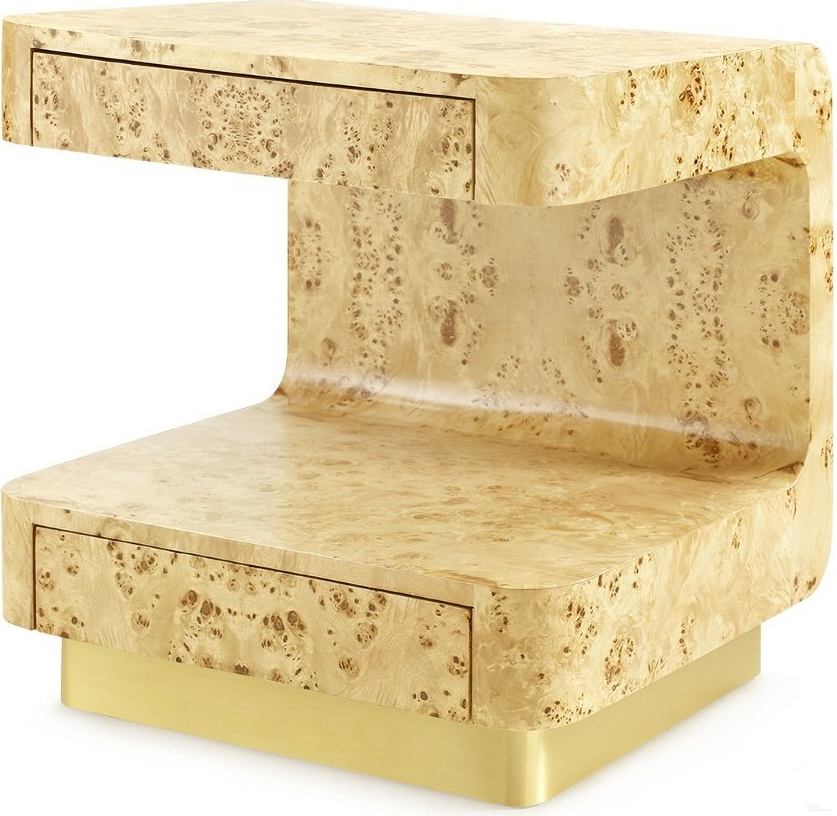 Emil 2-Drawer Side Table In Burl