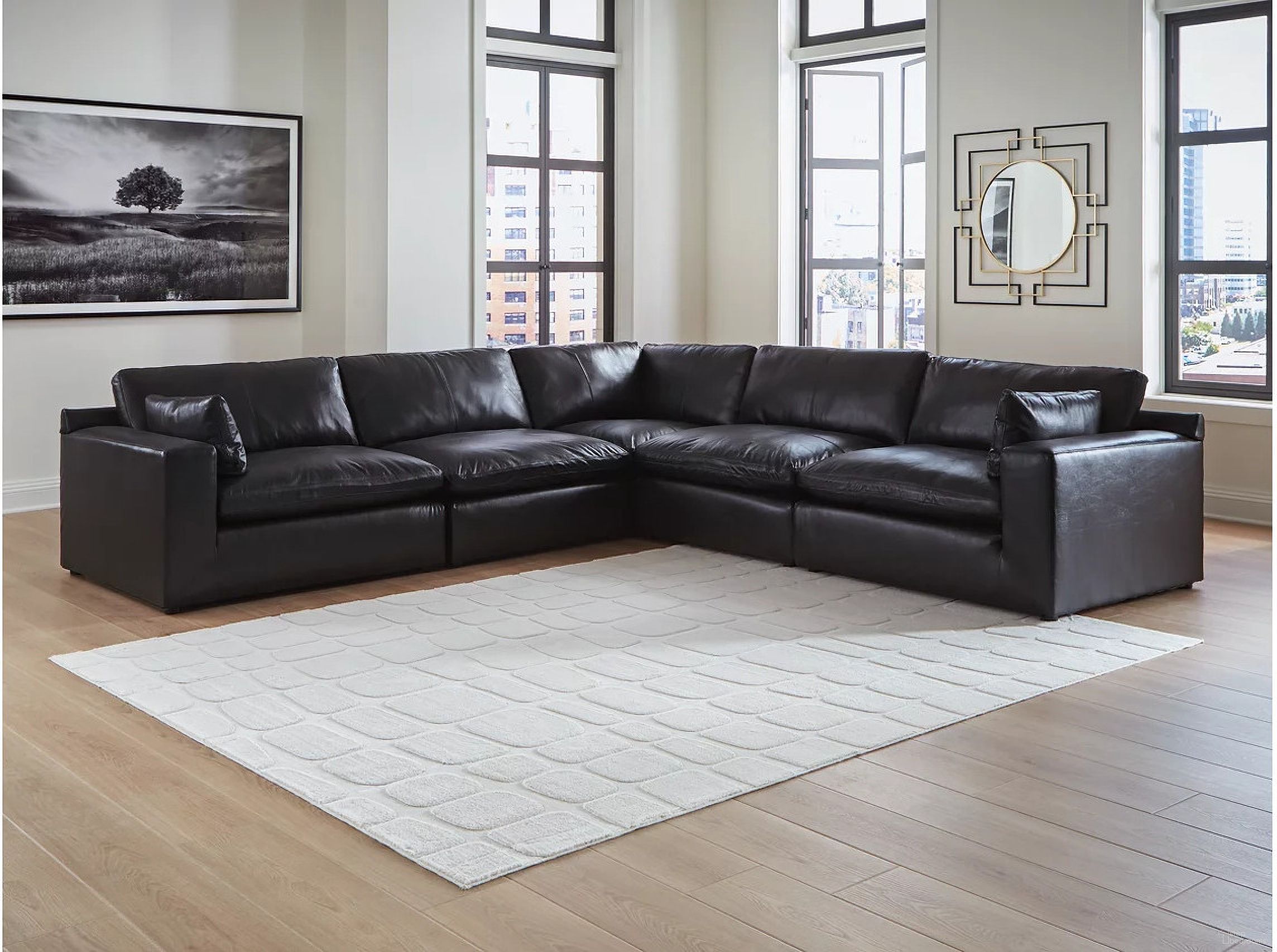 Emilia 5-Piece Sectional In Black