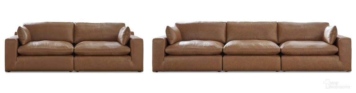 The appearance of Emilia Living Room Set In Caramel designed by Signature Design by Ashley in the modern / contemporary interior design. This caramel piece of furniture was selected by 1StopBedrooms from Emilia Collection to add a touch of cosiness and style into your home. Sku: 3090146;3090164;3090165;3090164;3090165--. Material: Leather Match.