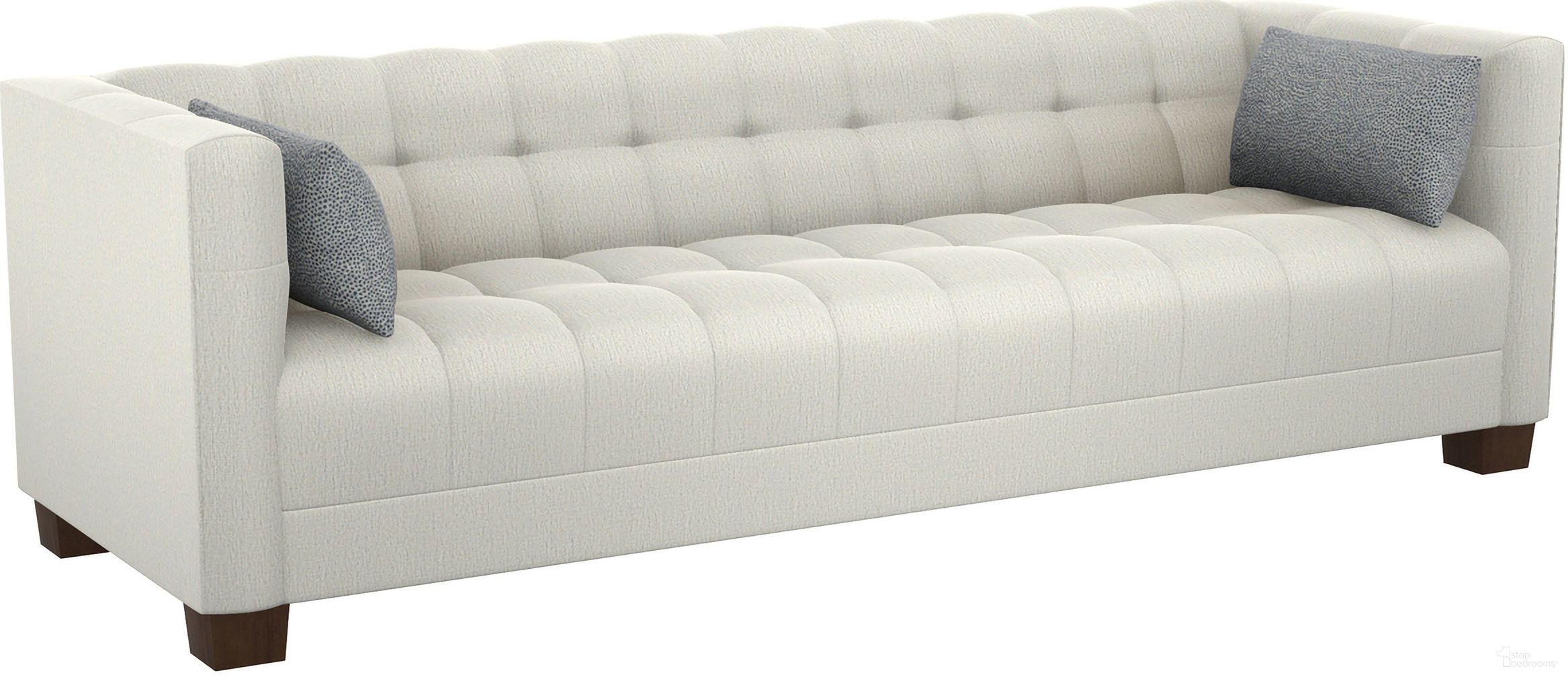 The appearance of Featured Upholstery Emilia Sofa In White designed by Lexington in the modern / contemporary interior design. This white piece of furniture was selected by 1StopBedrooms from Featured Upholstery Collection to add a touch of cosiness and style into your home. Sku: 7232-33-70. Material: Fabric.