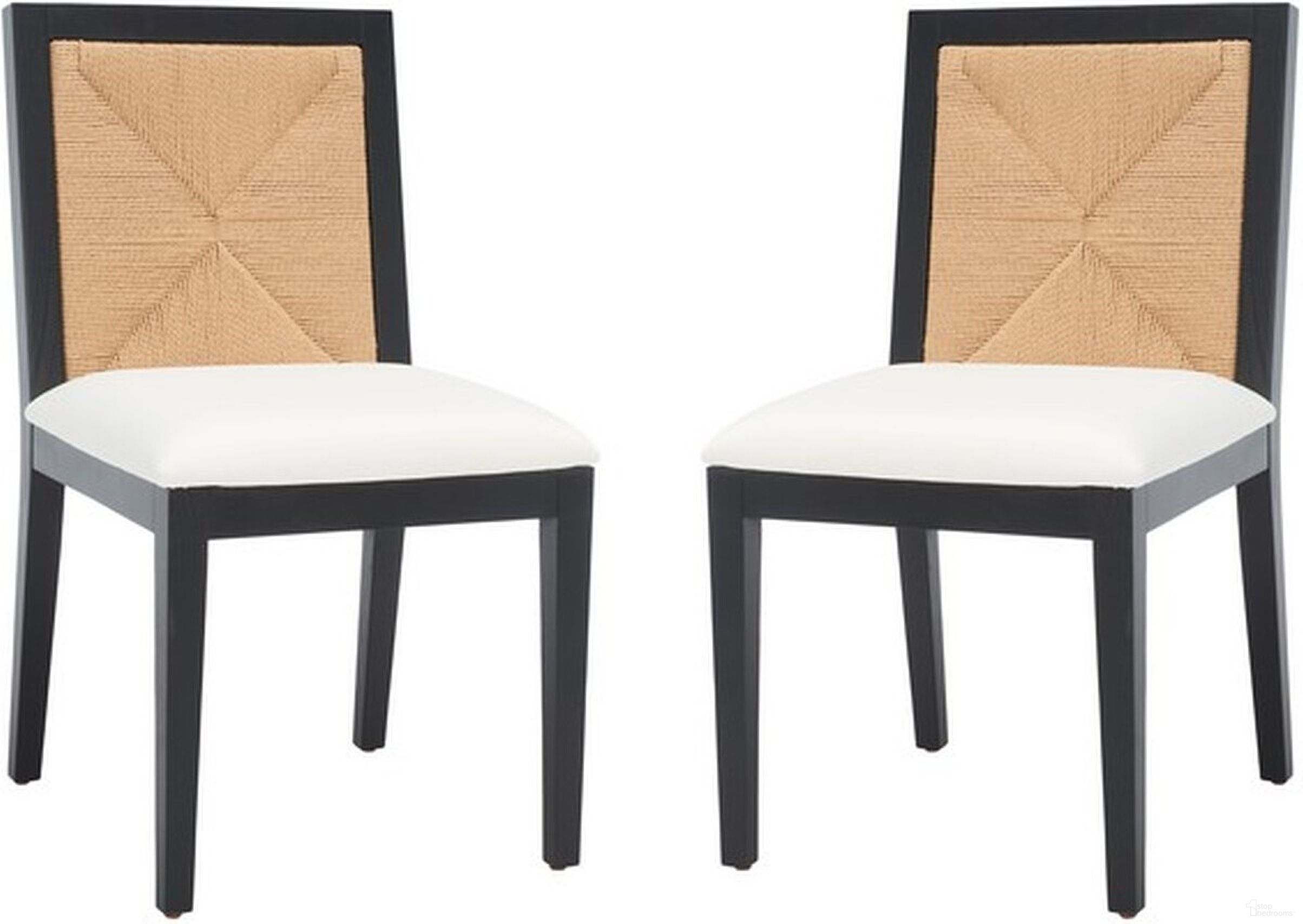 The appearance of Emilio Woven Dining Chair In Black And Natural designed by Safavieh Couture in the modern / contemporary interior design. This black and natural piece of furniture was selected by 1StopBedrooms from Emilio Collection to add a touch of cosiness and style into your home. Sku: SFV4123A-SET2. Material: Wood. Chair Type: Side Chair.