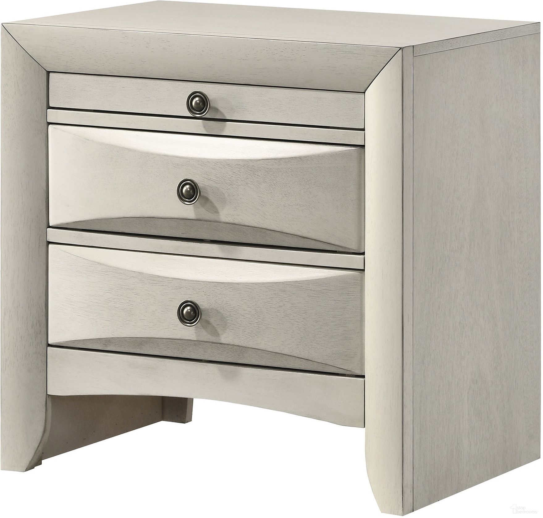 The appearance of Emily Night Stand In White designed by Crown Mark in the transitional interior design. This white piece of furniture  was selected by 1StopBedrooms from Emily Collection to add a touch of cosiness and style into your home. Sku: B4255-2. Material: MDF.