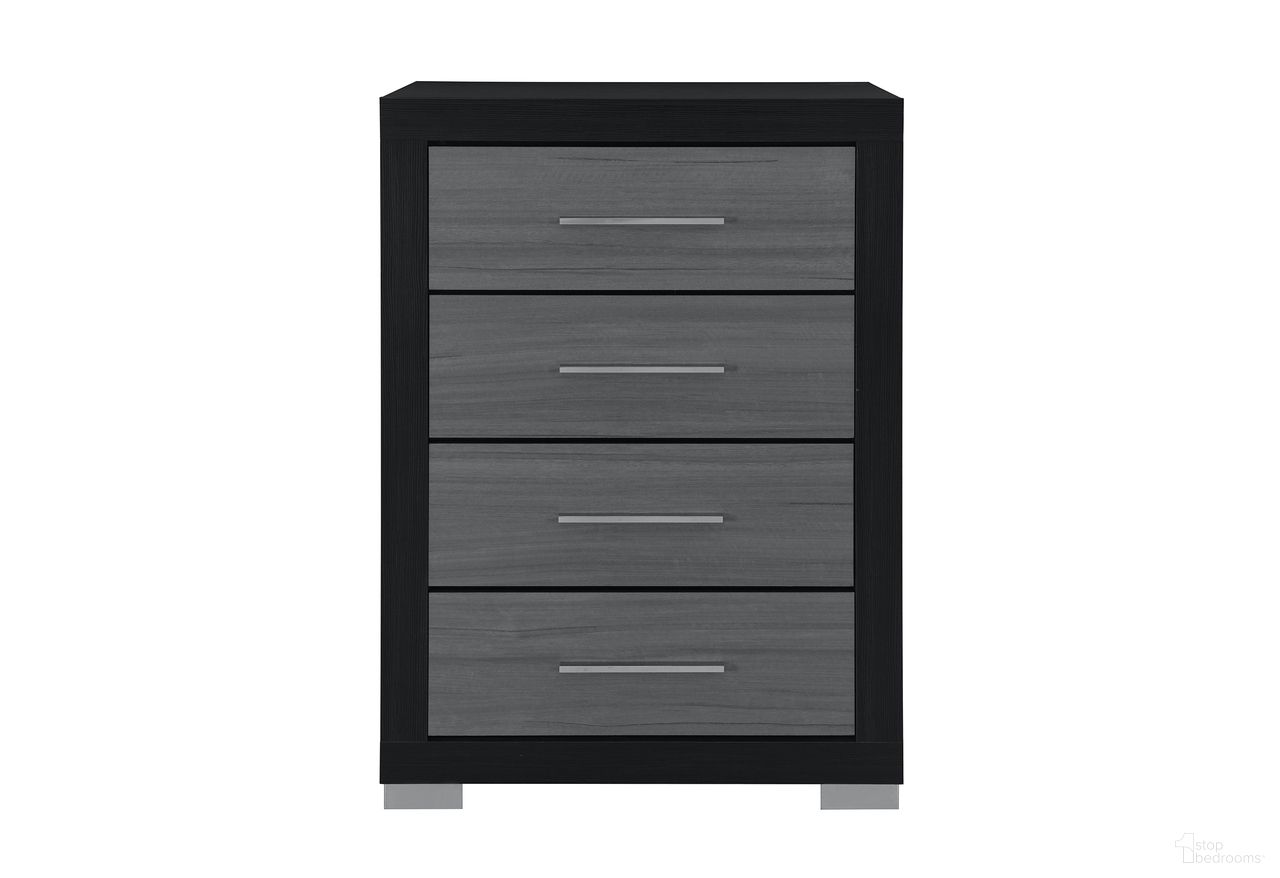 The appearance of Emma Chest In Grey and Black designed by Global Furniture USA in the modern / contemporary interior design. This grey/black piece of furniture was selected by 1StopBedrooms from Emma Collection to add a touch of cosiness and style into your home. Sku: EMMA-BLACK/GREY-CH. Material: Chip Board.