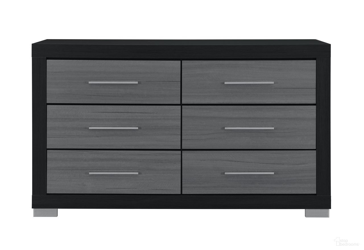 The appearance of Emma Dresser In Grey and Black designed by Global Furniture USA in the modern / contemporary interior design. This grey/black piece of furniture was selected by 1StopBedrooms from Emma Collection to add a touch of cosiness and style into your home. Sku: EMMA-BLACK/GREY-DR. Material: Chip Board.