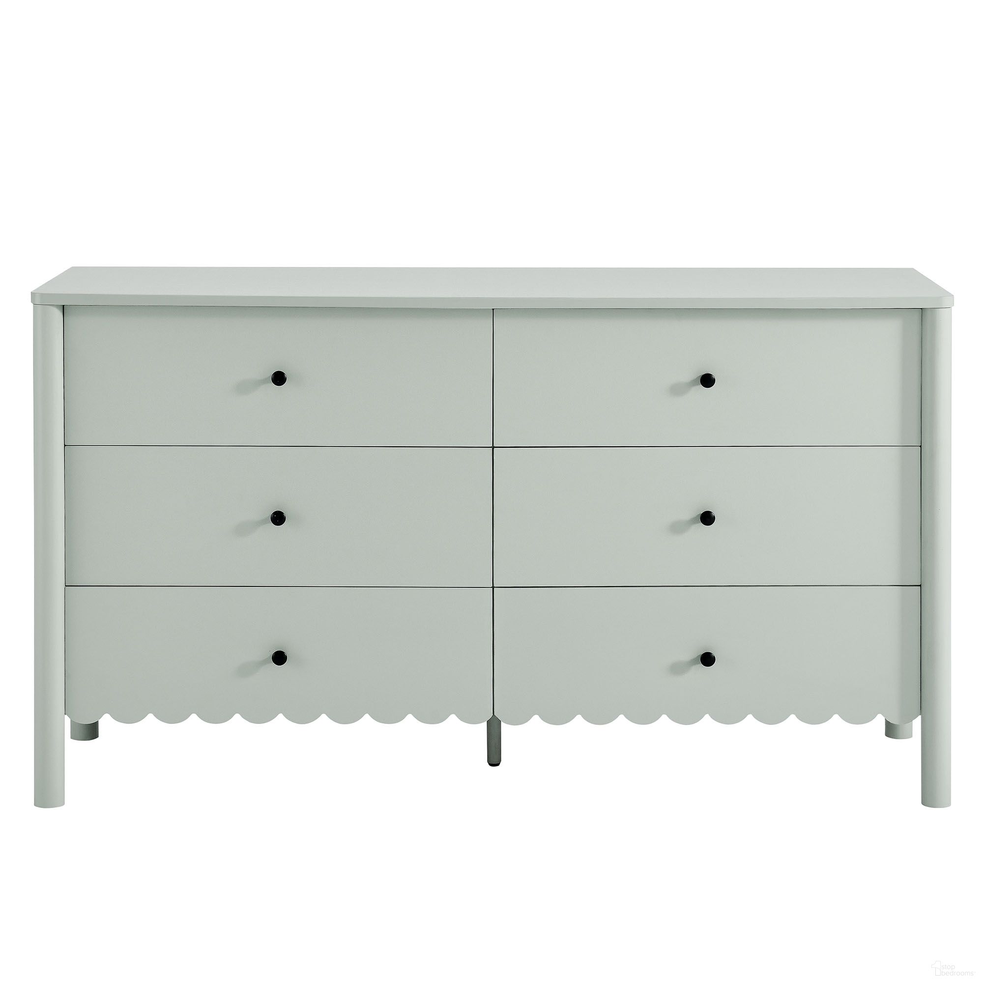 The appearance of Emmeline Scalloped 6-Drawer Dresser In Sage designed by Modway in the modern / contemporary interior design. This sage piece of furniture was selected by 1StopBedrooms from Emmeline Collection to add a touch of cosiness and style into your home. Sku: EEI-7157-SGE.