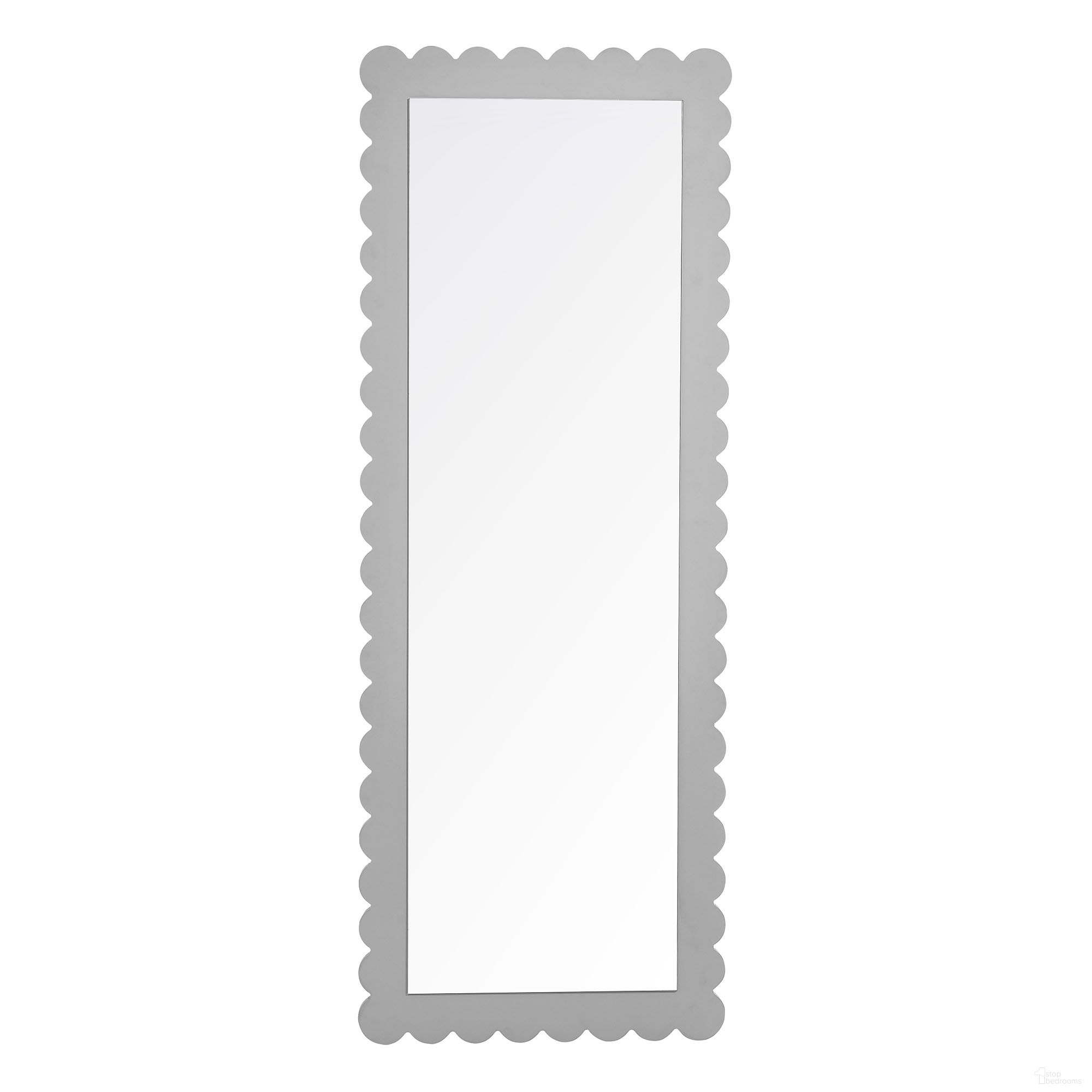 Emmeline Scalloped Rectangle Floor Mirror In Light Gray