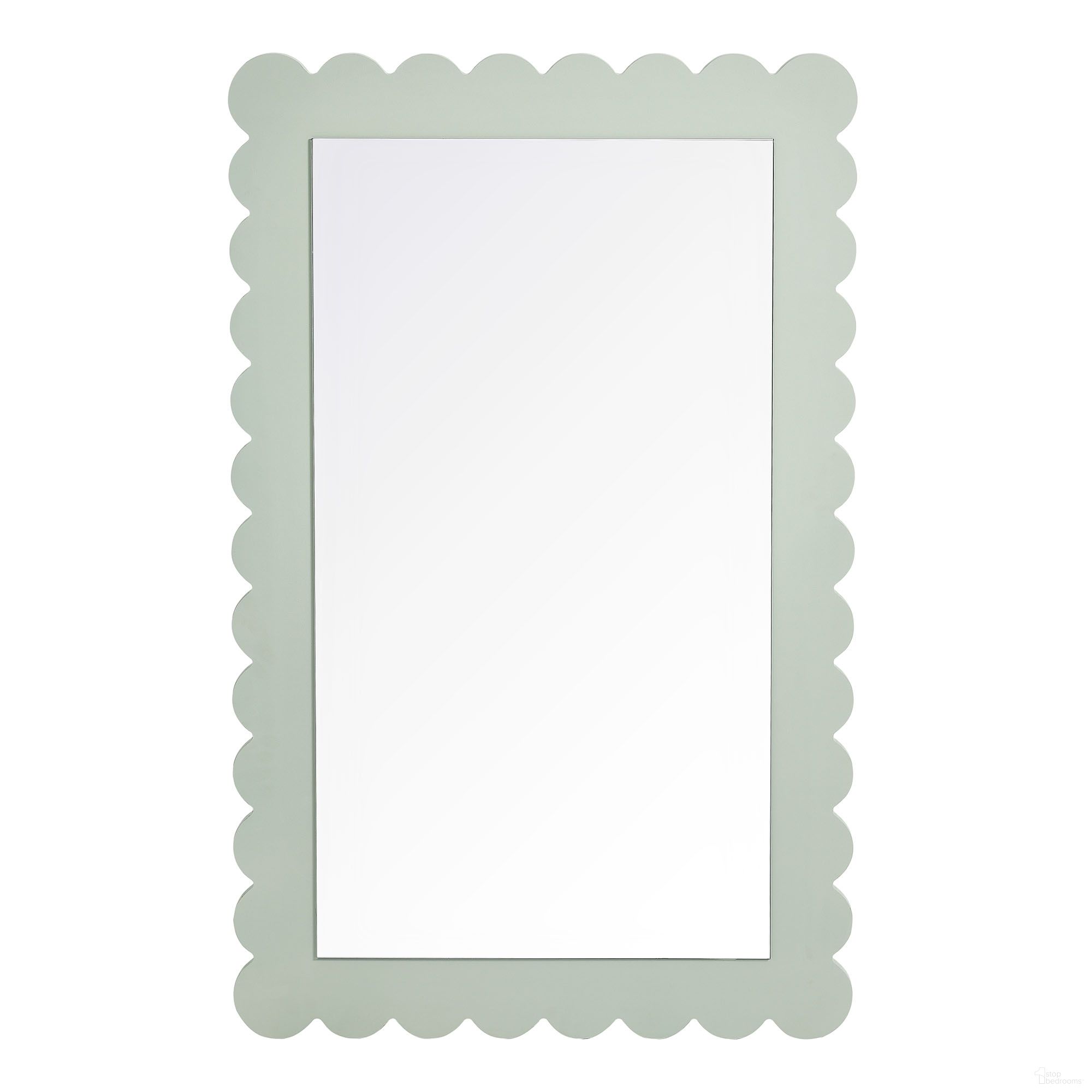 Emmeline Scalloped Rectangle Wall Mirror In Sage