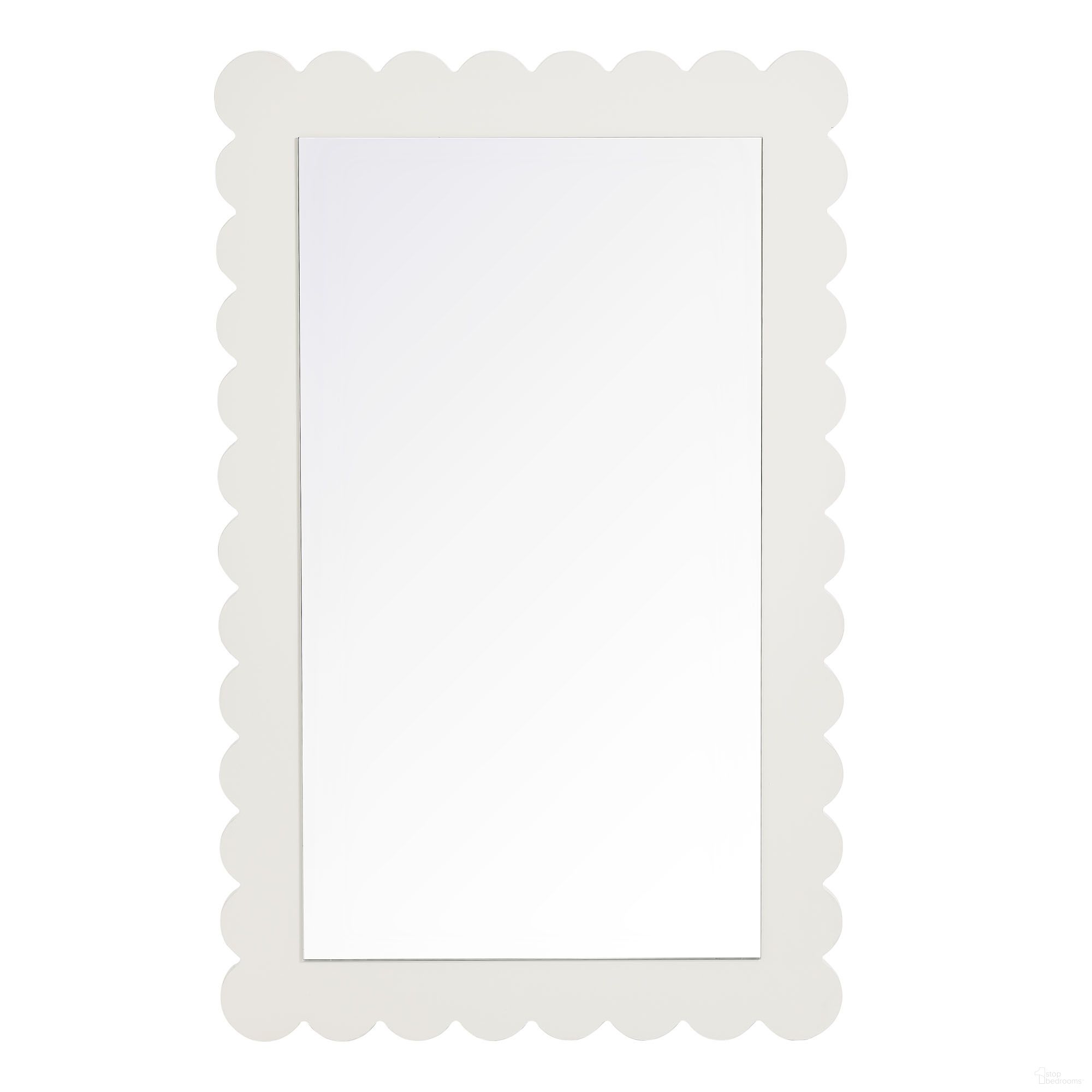 The appearance of Emmeline Scalloped Rectangle Wall Mirror In White designed by Modway in the modern / contemporary interior design. This white piece of furniture was selected by 1StopBedrooms from Emmeline Collection to add a touch of cosiness and style into your home. Sku: EEI-7116-WHI. Material: Laminate.