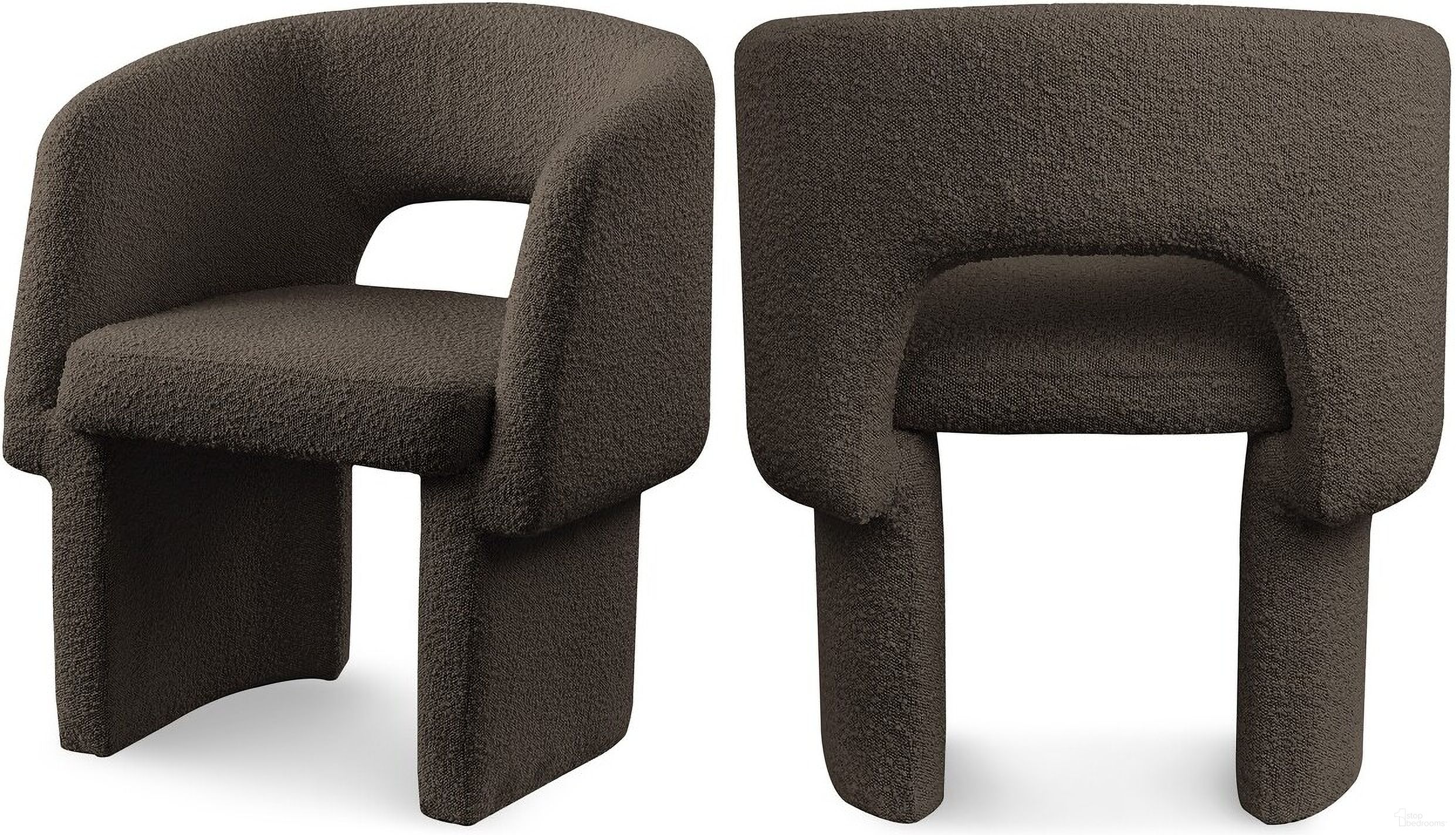 Emmet Boucle Fabric Dining Chair In Brown