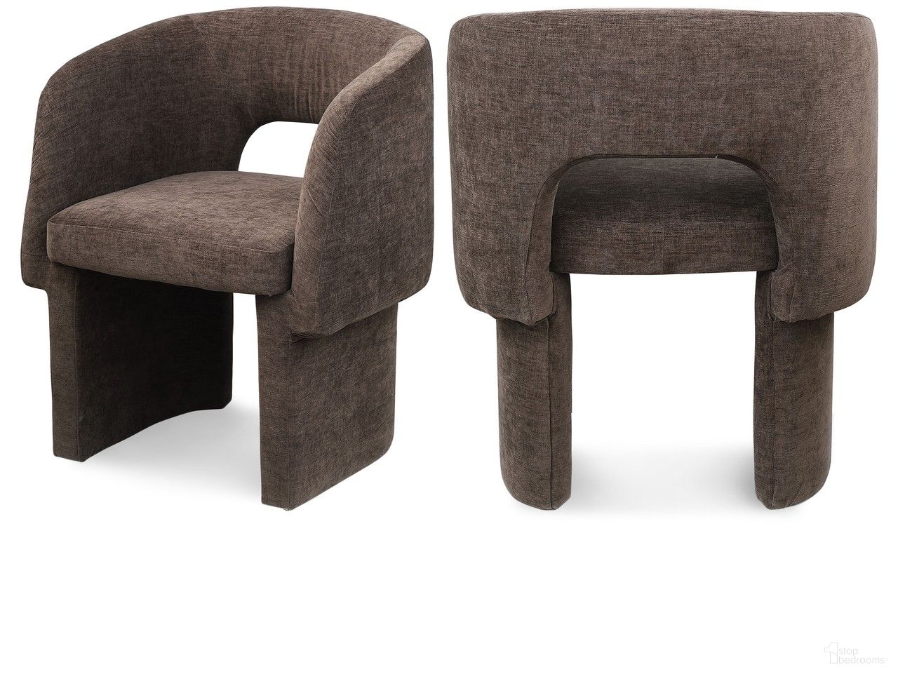 Emmet Chenille Fabric Dining Chair In Brown