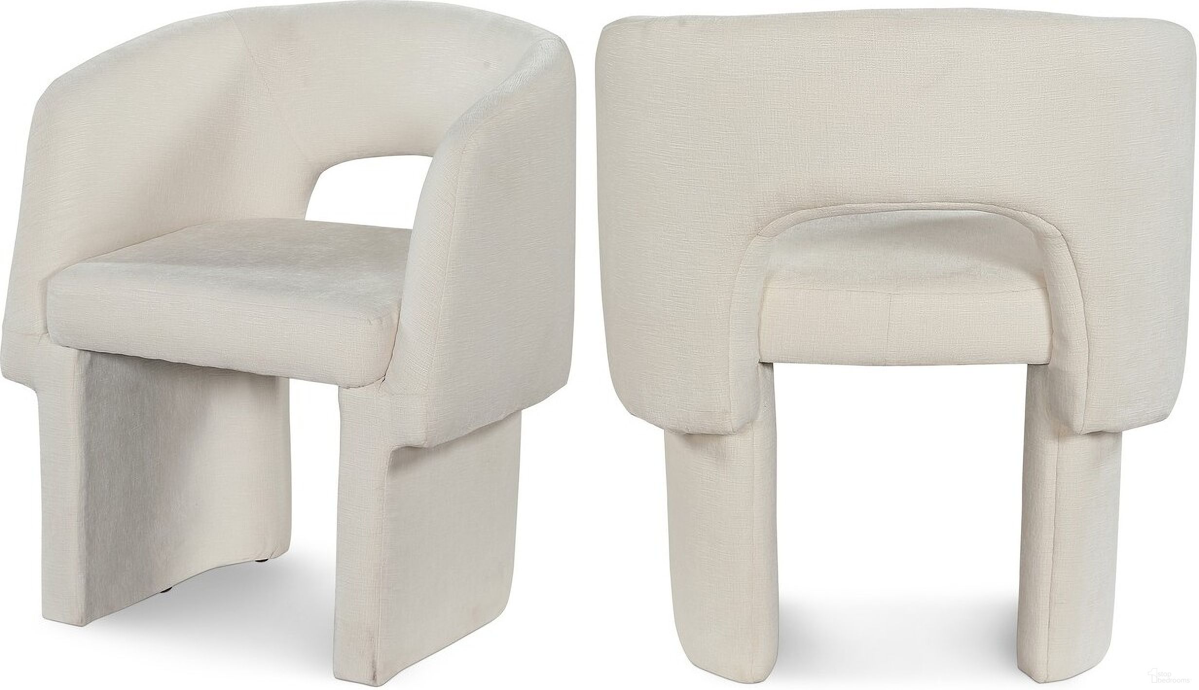 Emmet Chenille Fabric Dining Chair In Cream