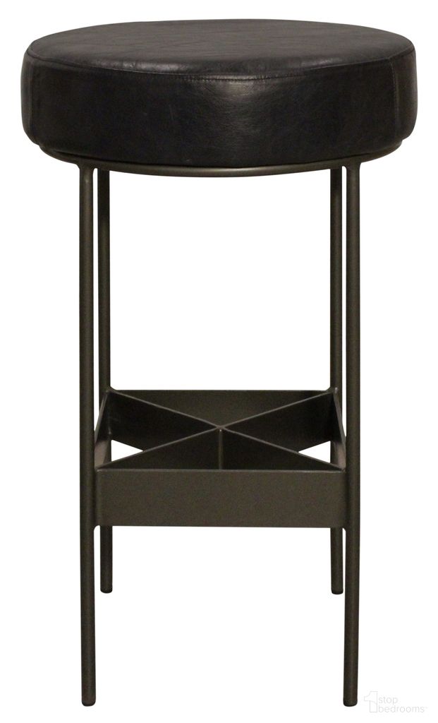 Emmett Bar Stool In Antique Black Leather