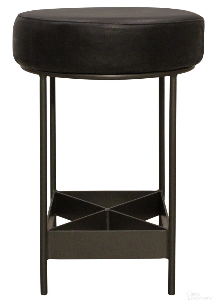 Emmett Counter Stool In Antique Black Leather