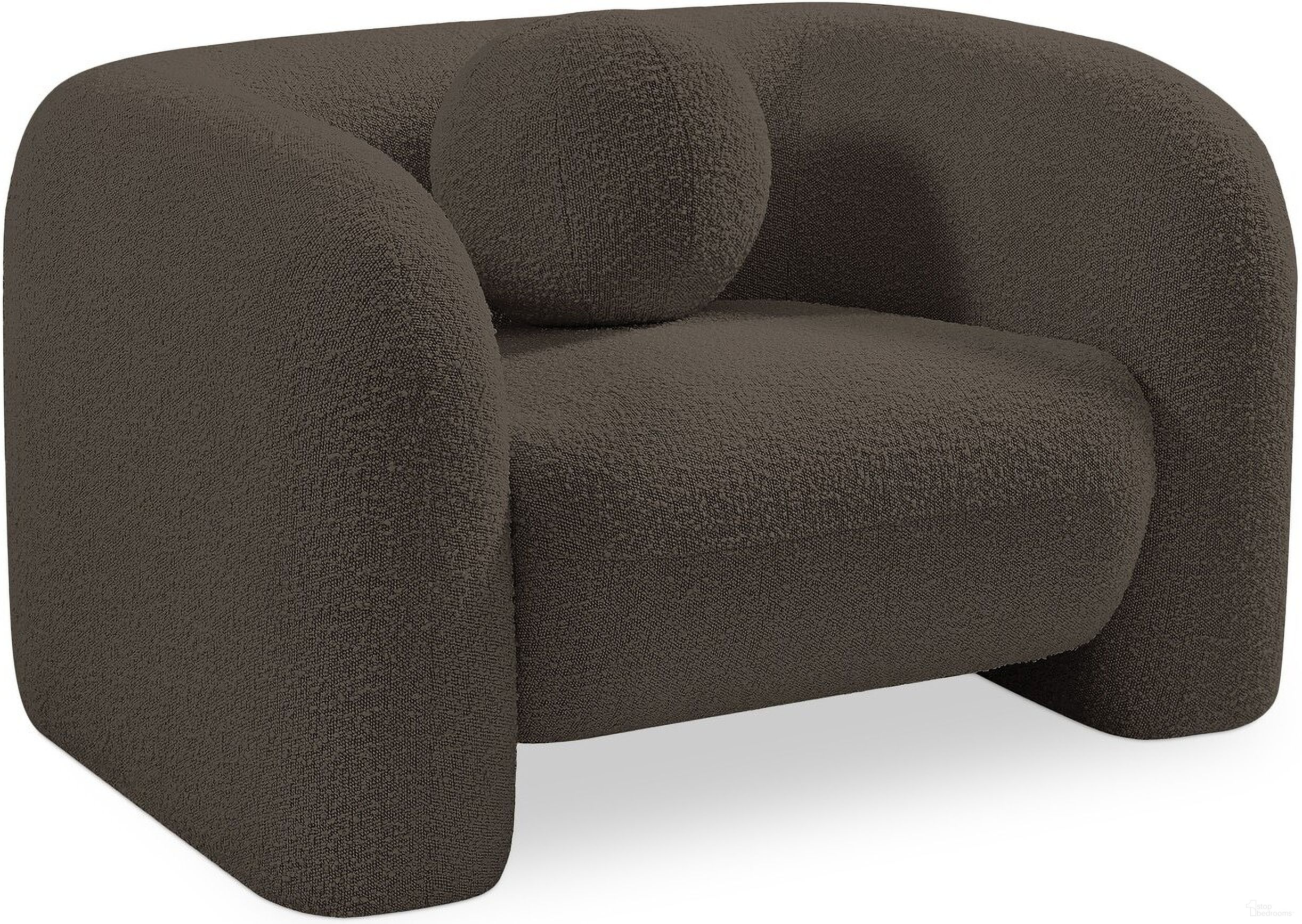 The appearance of Emory Boucle Fabric Chair In Brown designed by Meridian in the modern / contemporary interior design. This brown piece of furniture was selected by 1StopBedrooms from Emory Collection to add a touch of cosiness and style into your home. Sku: 139Brown-C. Material: Boucle.