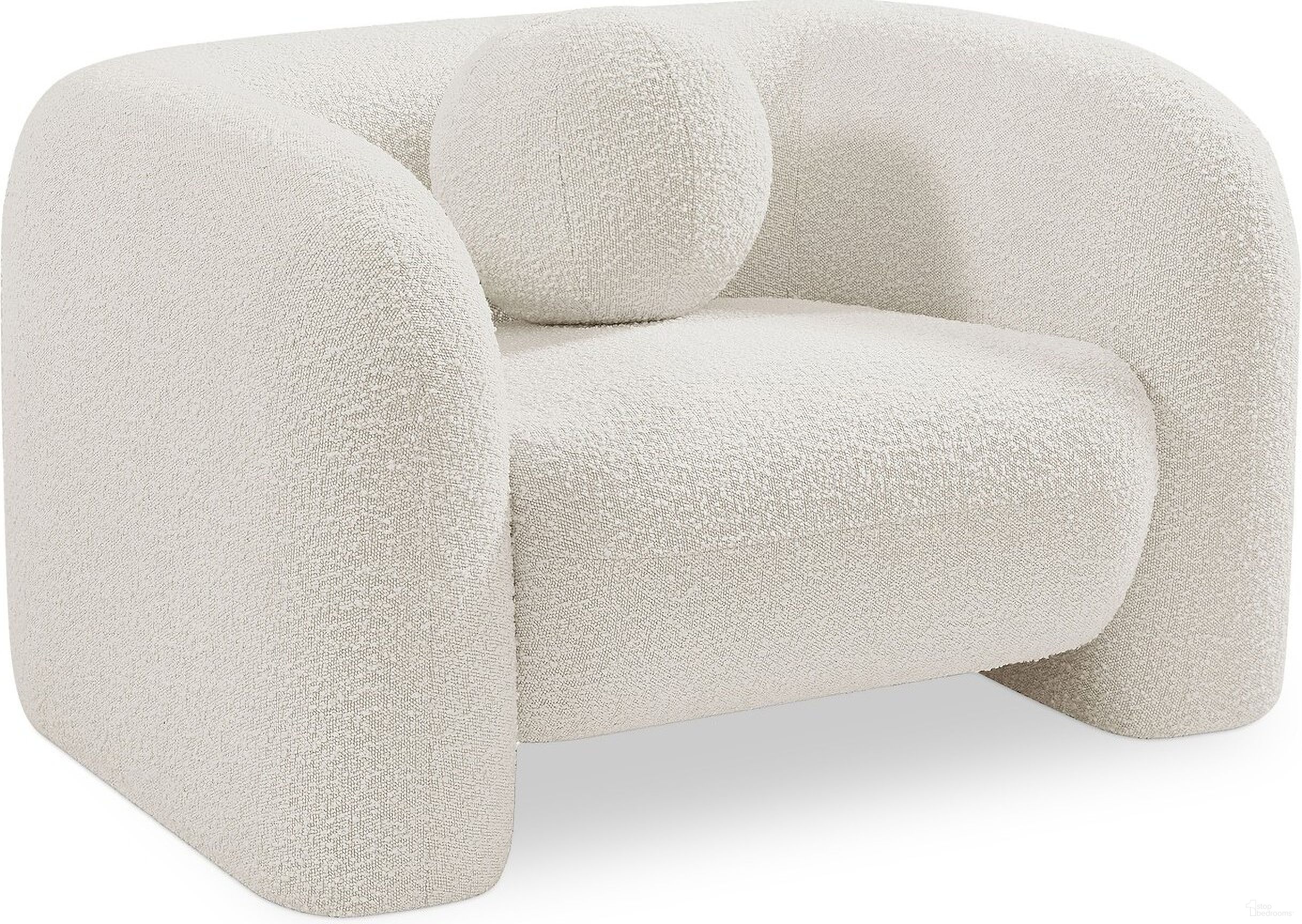 The appearance of Emory Boucle Fabric Chair In Cream designed by Meridian in the modern / contemporary interior design. This cream piece of furniture was selected by 1StopBedrooms from Emory Collection to add a touch of cosiness and style into your home. Sku: 139Cream-C. Material: Boucle.