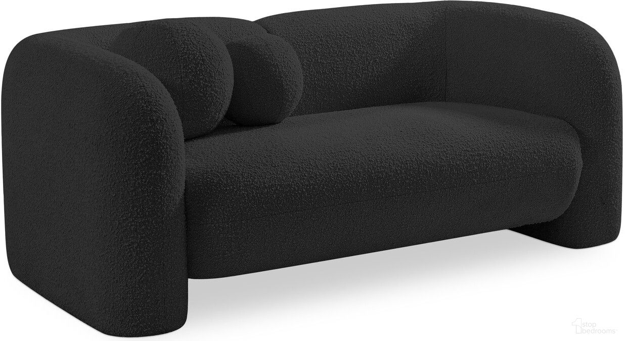 The appearance of Emory Boucle Fabric Loveseat In Black designed by Meridian in the modern / contemporary interior design. This black piece of furniture was selected by 1StopBedrooms from Emory Collection to add a touch of cosiness and style into your home. Sku: 139Black-L. Material: Boucle.