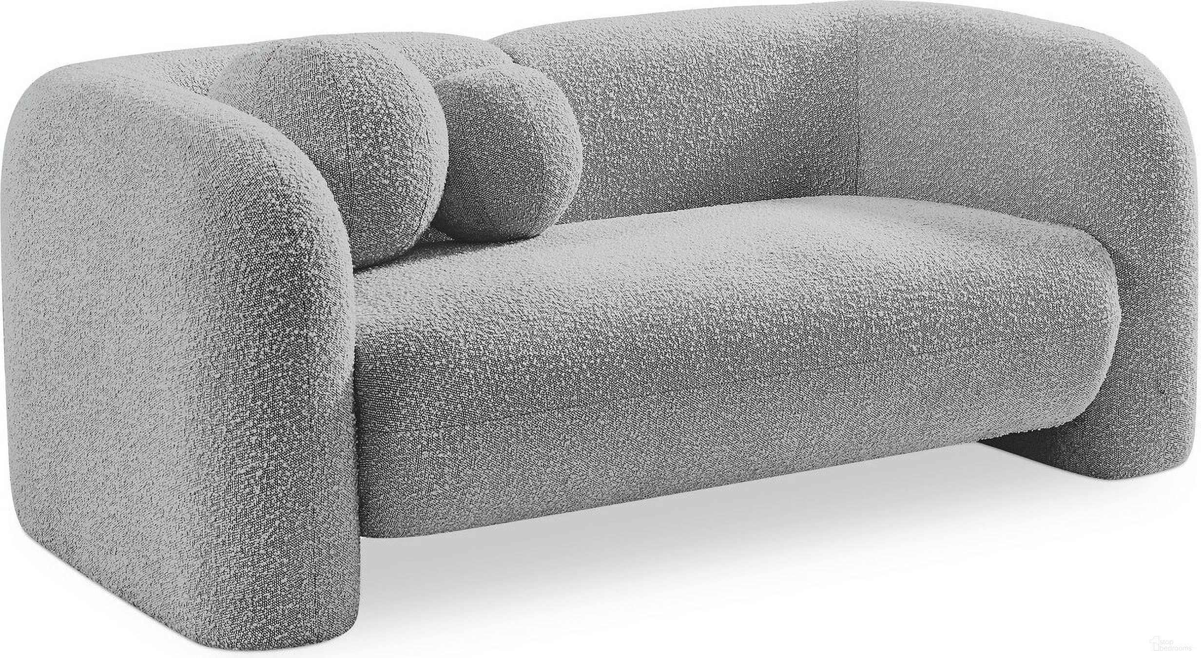 The appearance of Emory Boucle Fabric Loveseat In Grey designed by Meridian in the modern / contemporary interior design. This grey piece of furniture was selected by 1StopBedrooms from Emory Collection to add a touch of cosiness and style into your home. Sku: 139Grey-L. Material: Boucle.