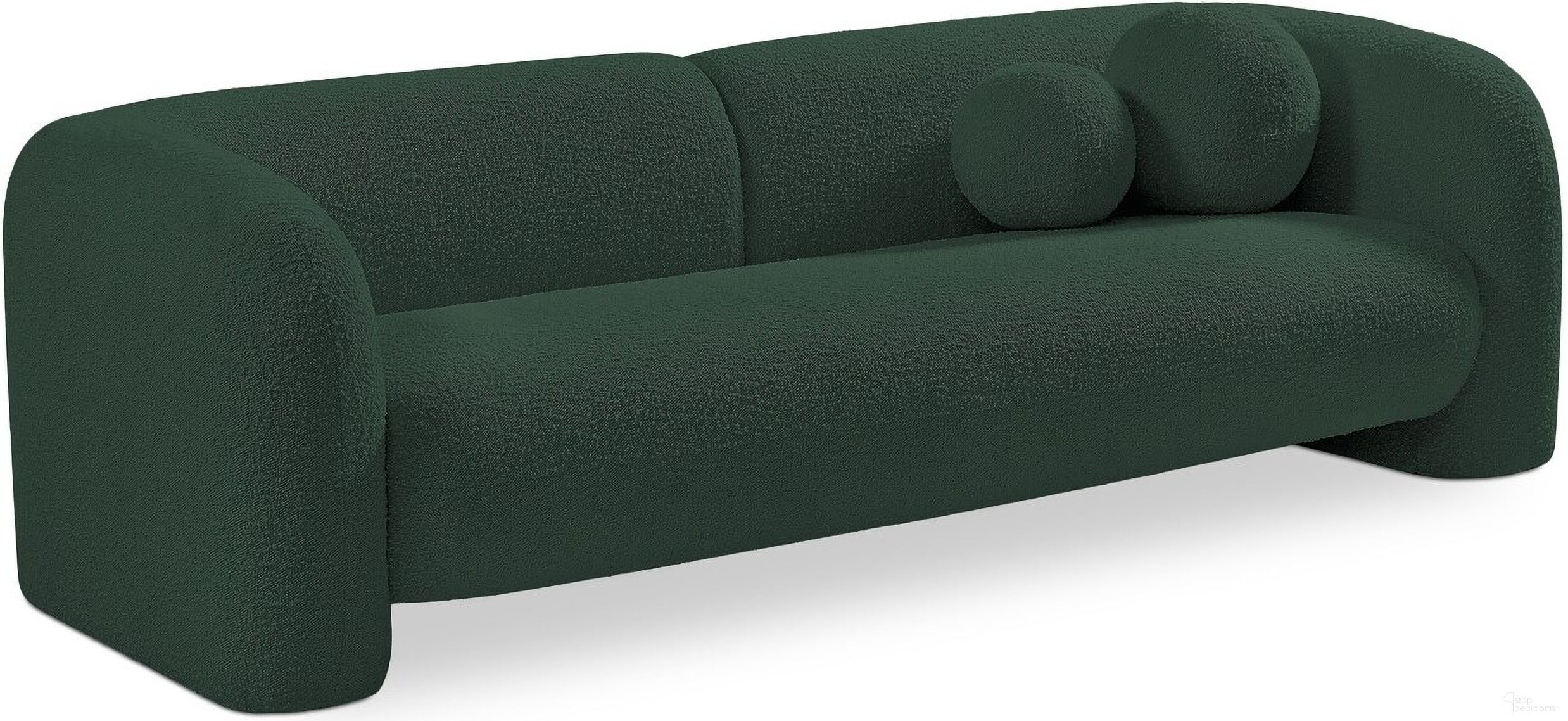 The appearance of Emory Boucle Fabric Sofa In Green designed by Meridian in the modern / contemporary interior design. This green piece of furniture was selected by 1StopBedrooms from Emory Collection to add a touch of cosiness and style into your home. Sku: 139Green-S. Material: Boucle.
