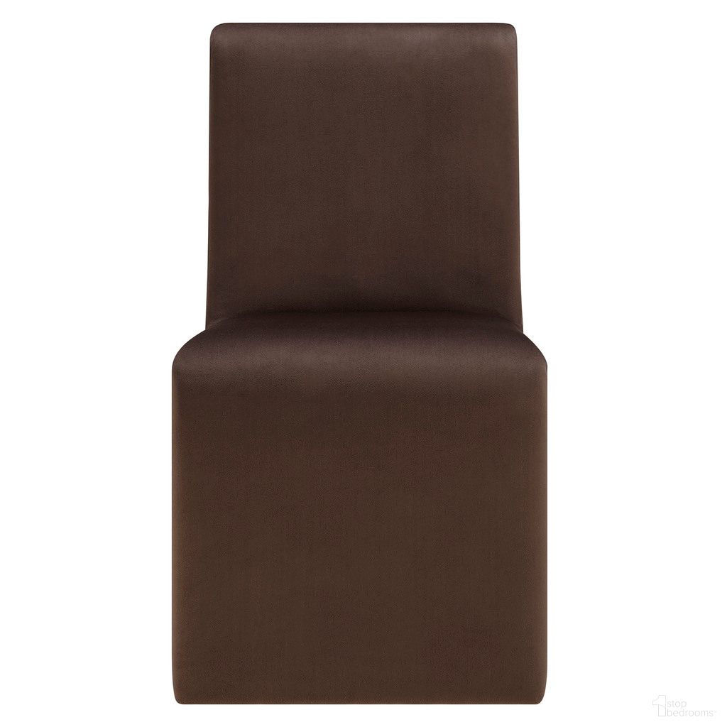 Emory Upholstered Performance Velvet Dining Side Chair In Chocolate