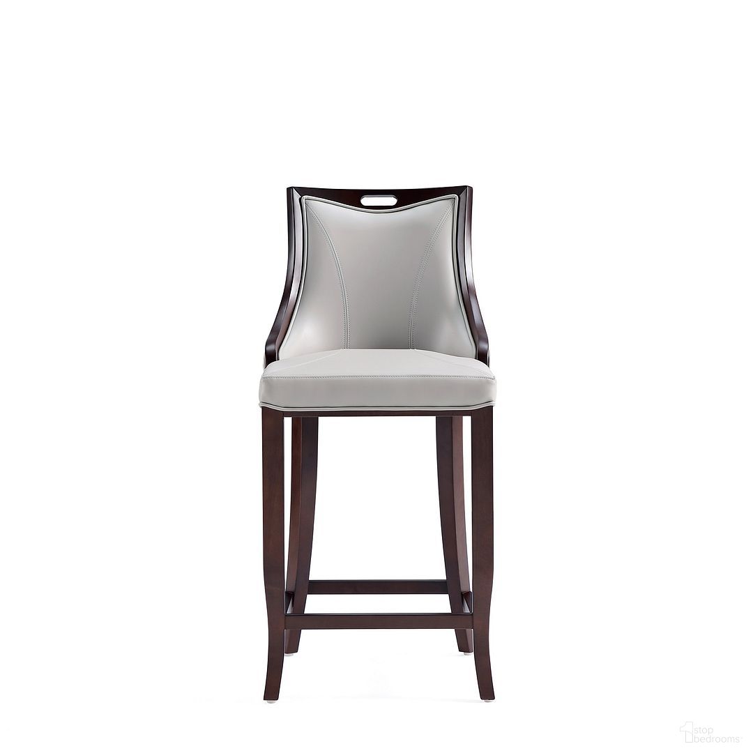 The appearance of Emperor Faux Leather Barstool In Light Grey designed by Manhattan Comfort in the traditional interior design. This light grey piece of furniture  was selected by 1StopBedrooms from Emperor Collection to add a touch of cosiness and style into your home. Sku: BS008-LG. Material: Wood.
