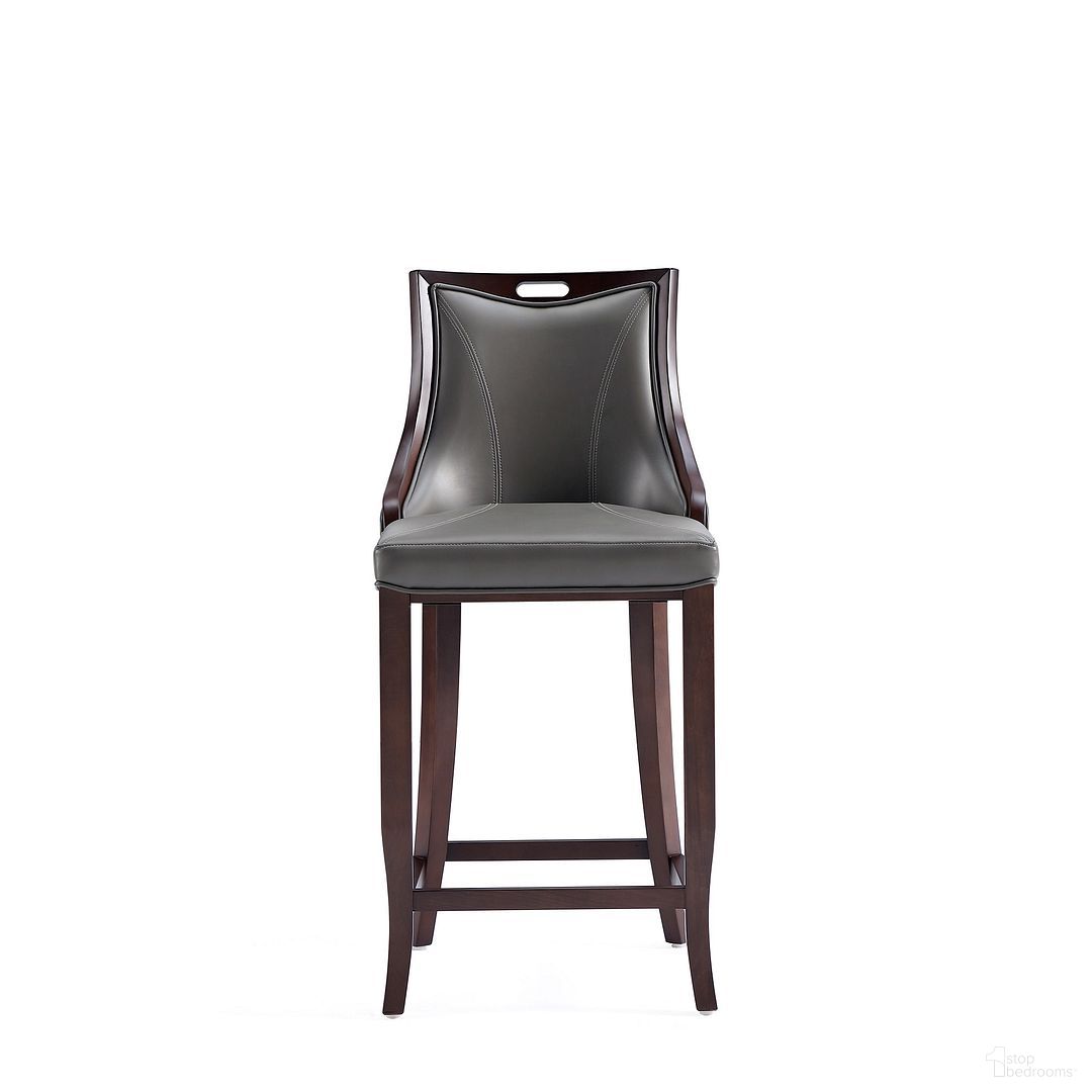 The appearance of Emperor Faux Leather Barstool In Pebble Grey designed by Manhattan Comfort in the traditional interior design. This pebble grey piece of furniture  was selected by 1StopBedrooms from Emperor Collection to add a touch of cosiness and style into your home. Sku: BS008-PE. Material: Wood.