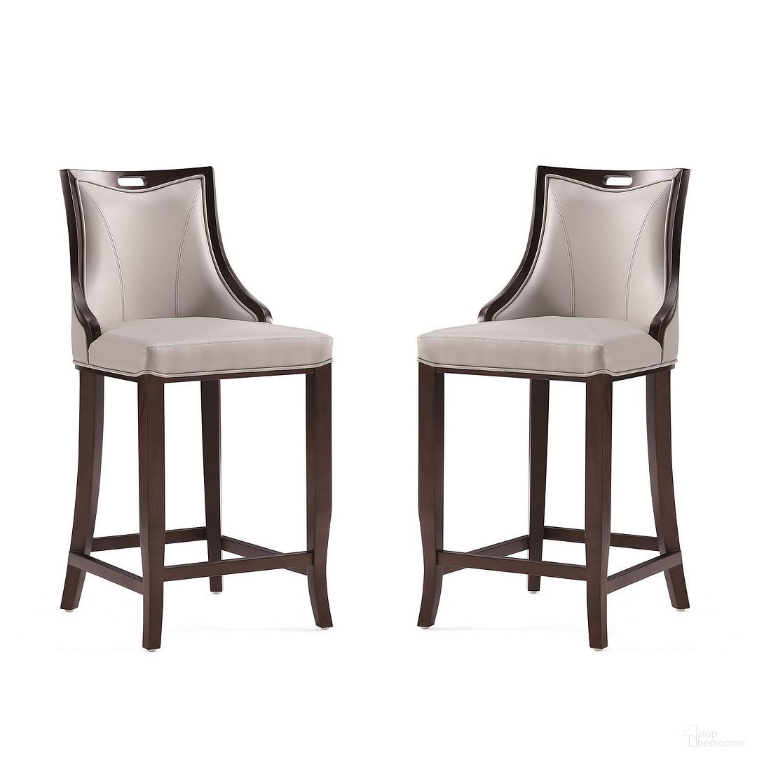 The appearance of Emperor Faux Leather Barstool Set of 2 In Light Grey designed by Manhattan Comfort in the traditional interior design. This light grey piece of furniture was selected by 1StopBedrooms from Emperor Collection to add a touch of cosiness and style into your home. Sku: BS008-LG;BS008-LG. Material: Wood.