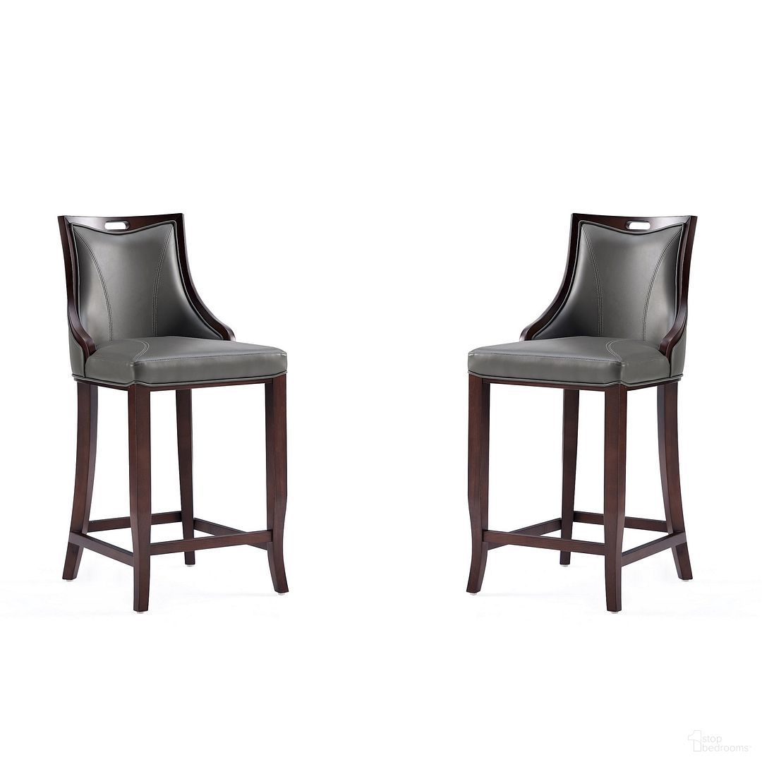 The appearance of Emperor Faux Leather Barstool Set of 2 In Pebble Grey designed by Manhattan Comfort in the traditional interior design. This pebble grey piece of furniture was selected by 1StopBedrooms from Emperor Collection to add a touch of cosiness and style into your home. Sku: BS008-PE;BS008-PE. Material: Wood.