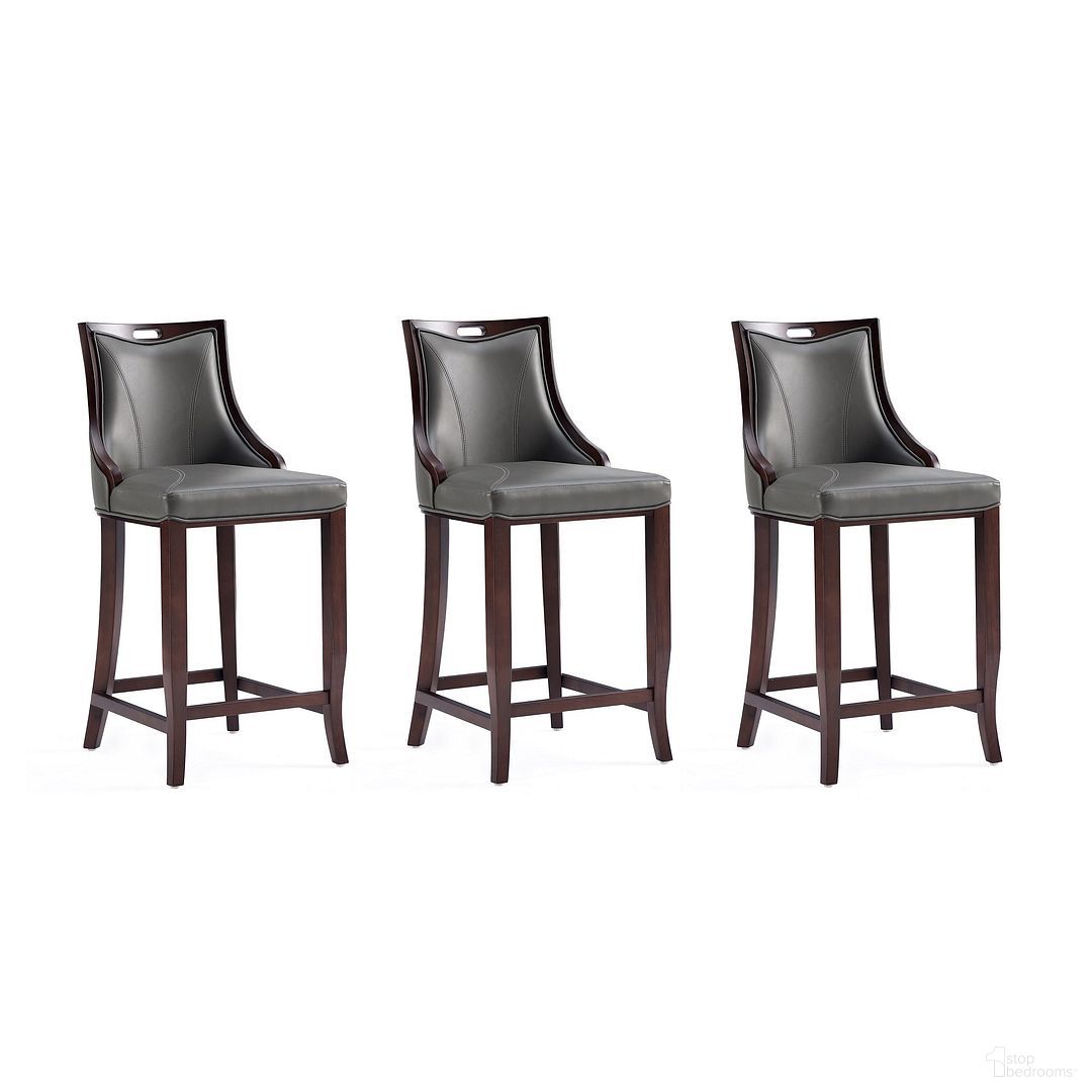 The appearance of Emperor Faux Leather Barstool Set of 3 In Pebble Grey designed by Manhattan Comfort in the traditional interior design. This pebble grey piece of furniture was selected by 1StopBedrooms from Emperor Collection to add a touch of cosiness and style into your home. Sku: BS008-PE;BS008-PE;BS008-PE. Material: Wood.