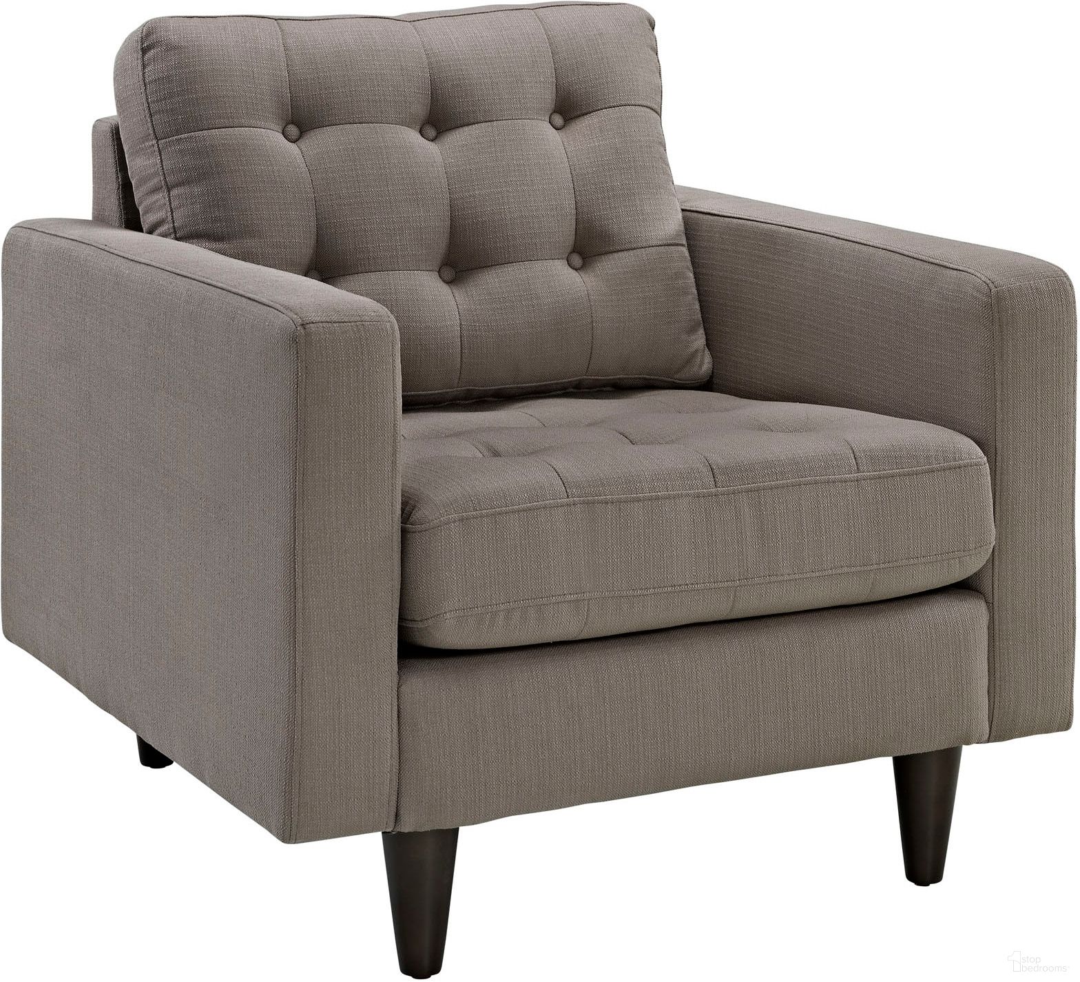 The appearance of Empress Granite Upholstered Fabric Arm Chair designed by Modway in the modern / contemporary interior design. This granite piece of furniture was selected by 1StopBedrooms from Empress Collection to add a touch of cosiness and style into your home. Sku: EEI-1013-GRA. Material: Polyester.