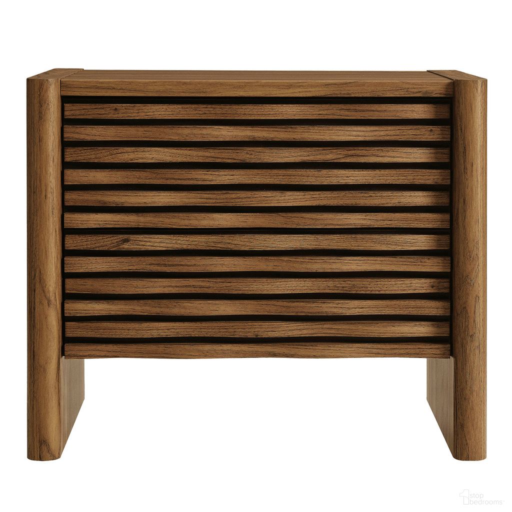 The appearance of Emric Wave Nightstand In Walnut designed by Modway in the transitional interior design. This walnut piece of furniture was selected by 1StopBedrooms from Emric Collection to add a touch of cosiness and style into your home. Sku: MOD-7236-WAL. Material: Laminate.