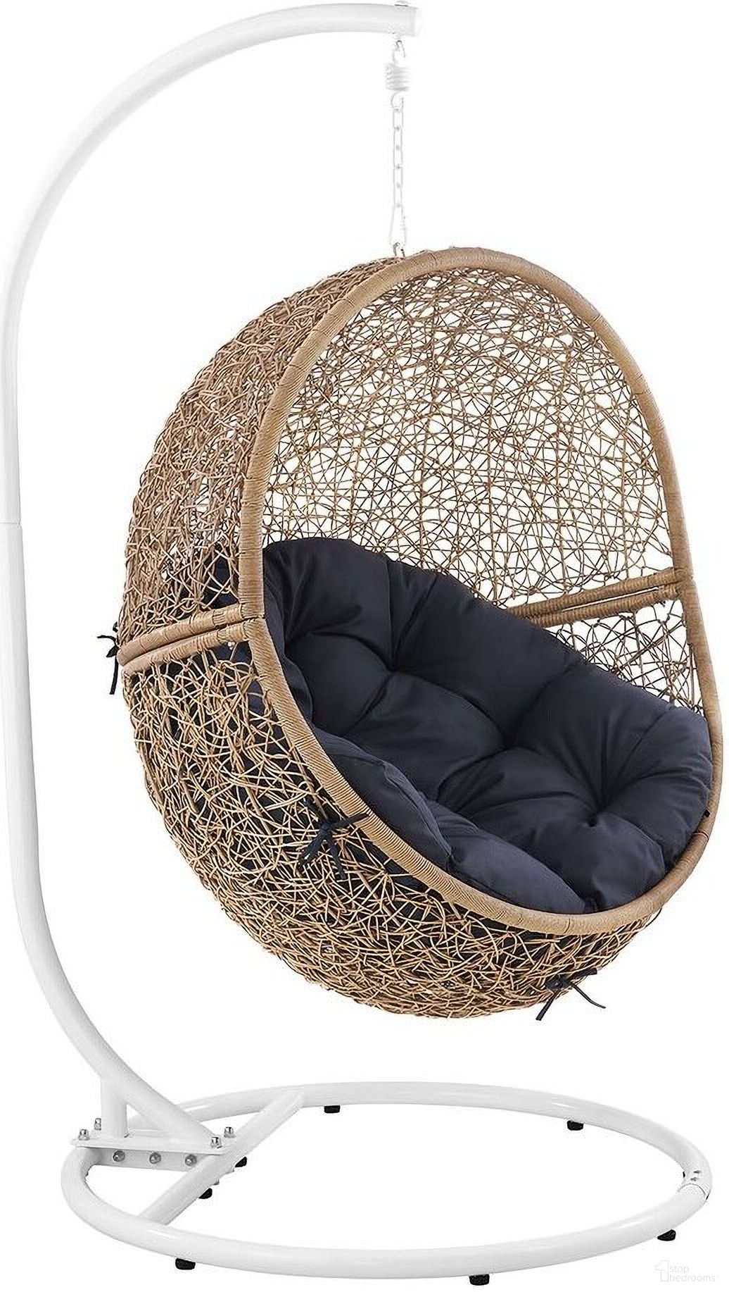 The appearance of Encase Outdoor Patio Rattan Swing Chair In Blue designed by Modway in the modern / contemporary interior design. This blue piece of furniture  was selected by 1StopBedrooms from Encase Collection to add a touch of cosiness and style into your home. Sku: EEI-6262-CAP-NAV-1;EEI-6262-WHI-2. Material: Rattan.