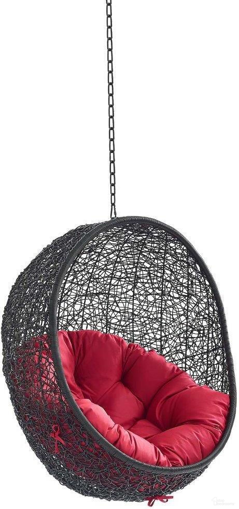 The appearance of Encase Swing Outdoor Patio Lounge Chair Without Stand In Black and Red designed by Modway in the modern / contemporary interior design. This black and red piece of furniture was selected by 1StopBedrooms from Encase Collection to add a touch of cosiness and style into your home. Sku: EEI-3636-BLK-RED. Material: Steel.